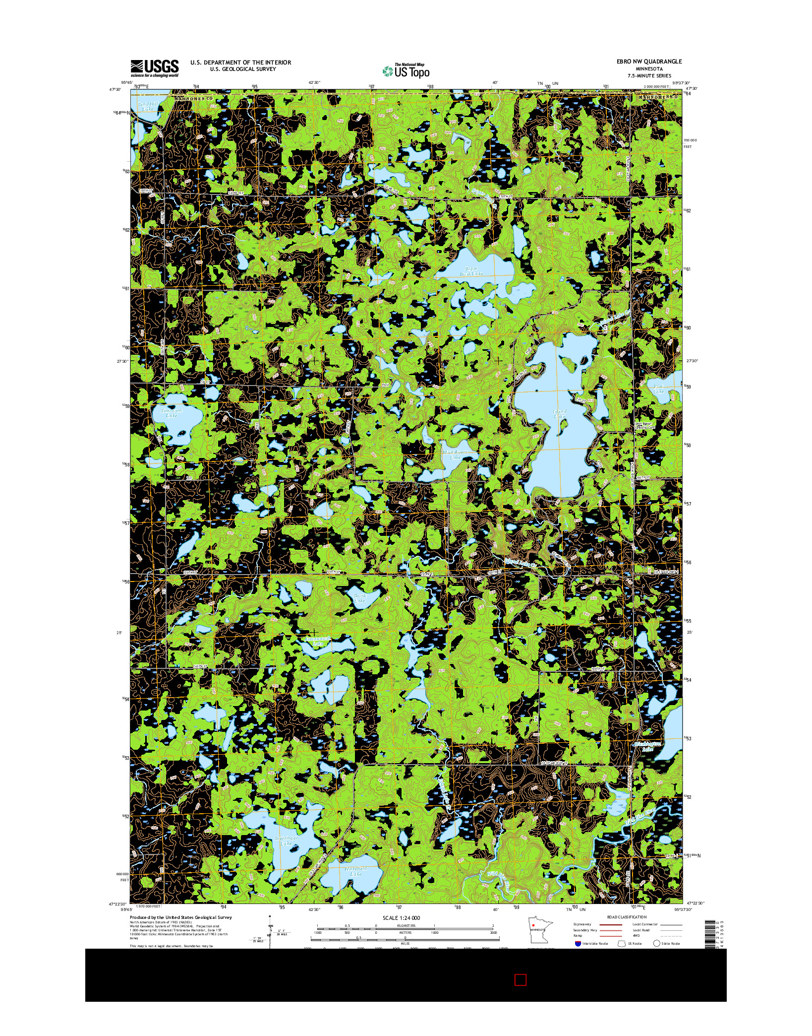 USGS US TOPO 7.5-MINUTE MAP FOR EBRO NW, MN 2016