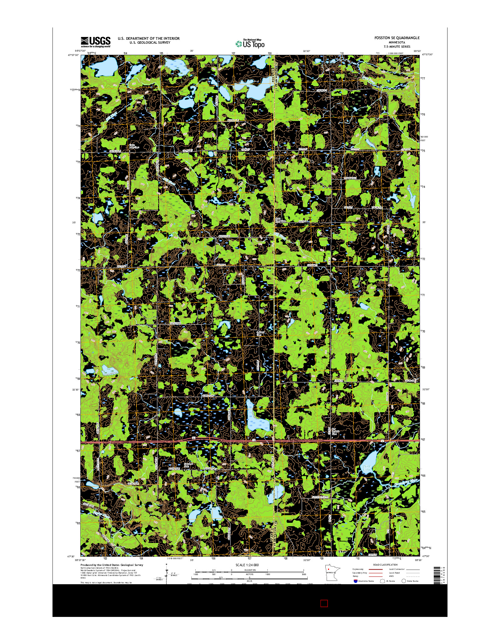 USGS US TOPO 7.5-MINUTE MAP FOR FOSSTON SE, MN 2016