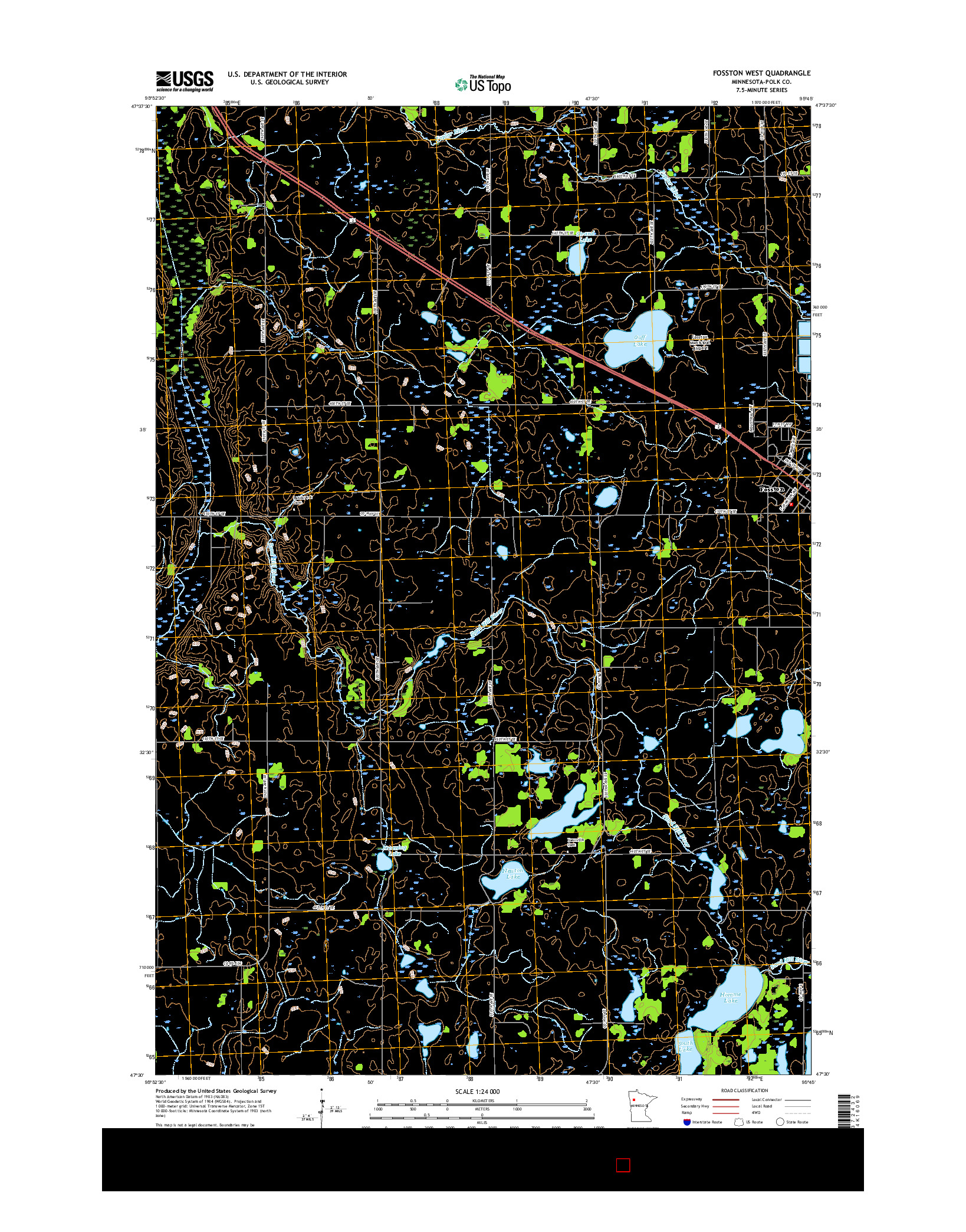 USGS US TOPO 7.5-MINUTE MAP FOR FOSSTON WEST, MN 2016