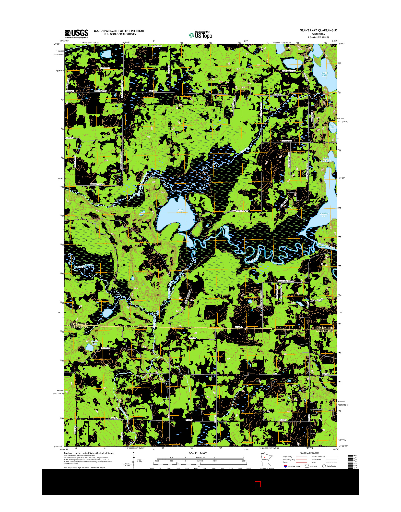 USGS US TOPO 7.5-MINUTE MAP FOR GRANT LAKE, MN 2016