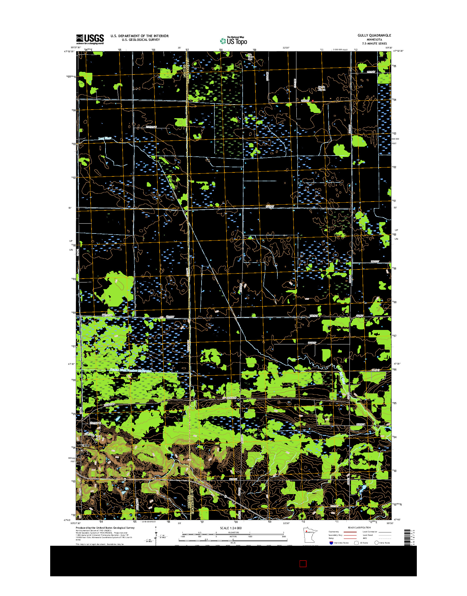 USGS US TOPO 7.5-MINUTE MAP FOR GULLY, MN 2016