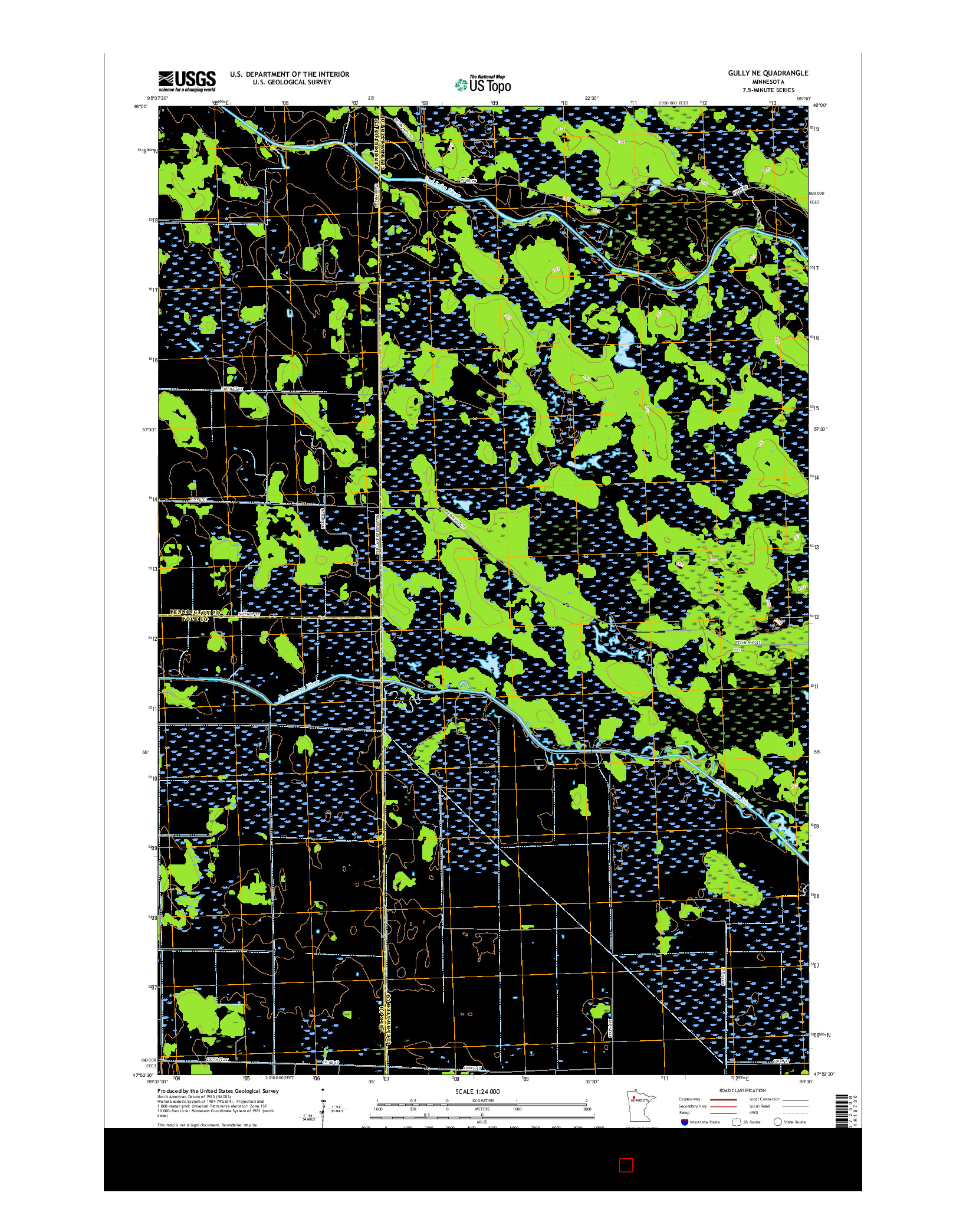USGS US TOPO 7.5-MINUTE MAP FOR GULLY NE, MN 2016
