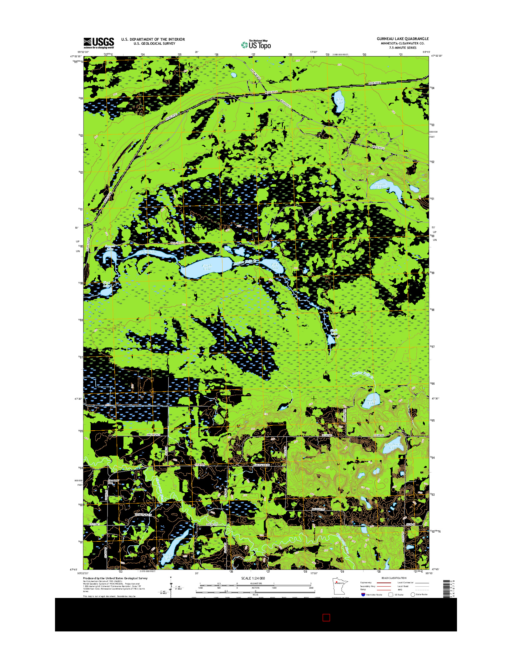 USGS US TOPO 7.5-MINUTE MAP FOR GURNEAU LAKE, MN 2016