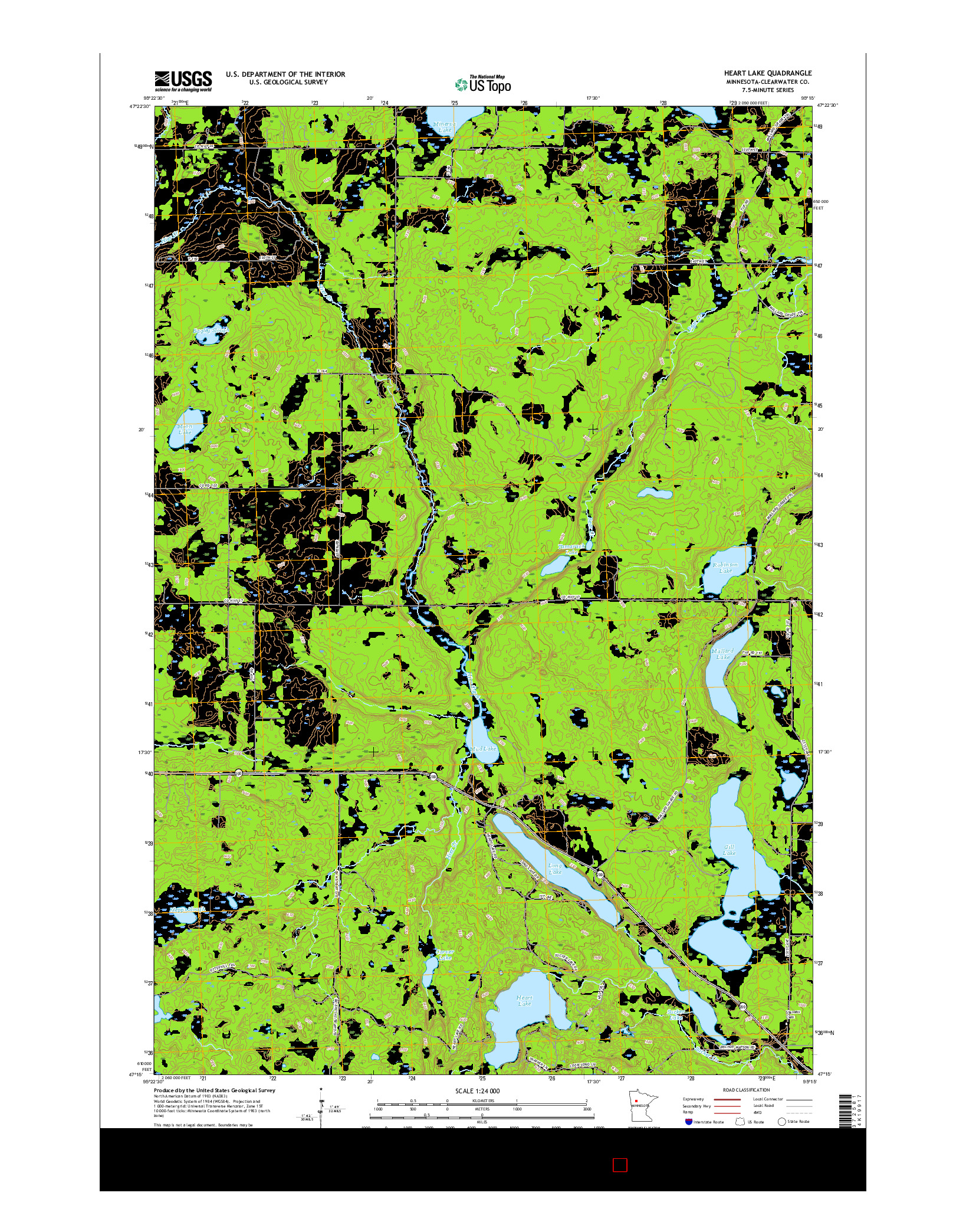 USGS US TOPO 7.5-MINUTE MAP FOR HEART LAKE, MN 2016