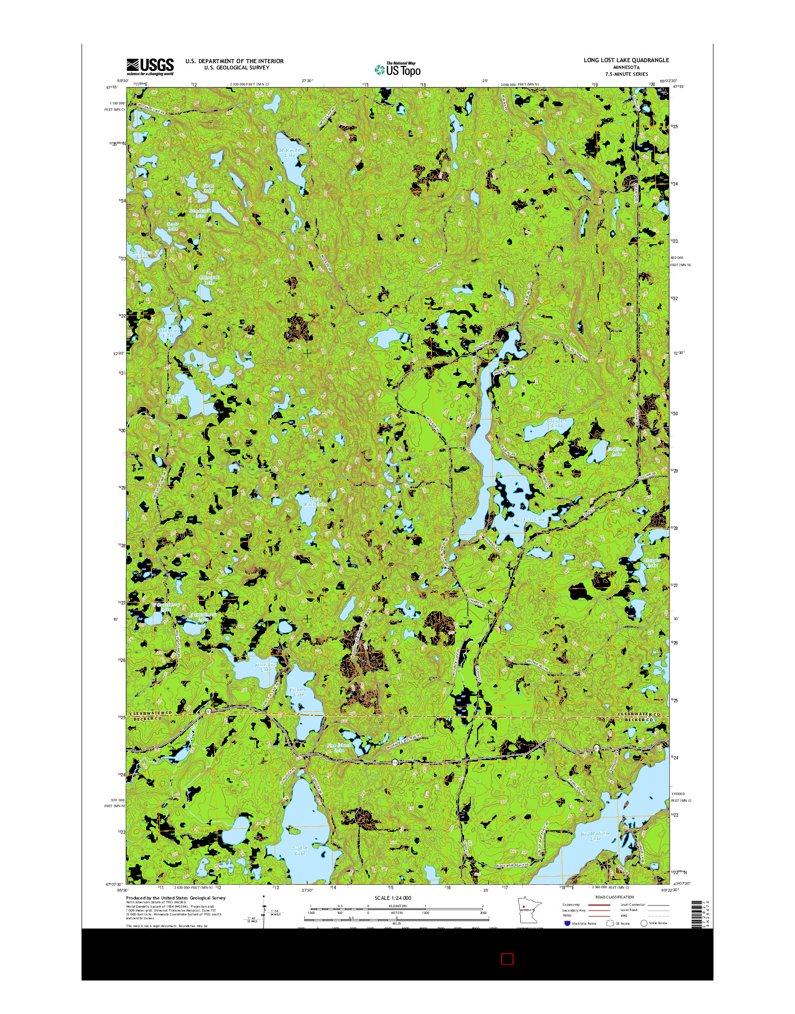 USGS US TOPO 7.5-MINUTE MAP FOR LONG LOST LAKE, MN 2016