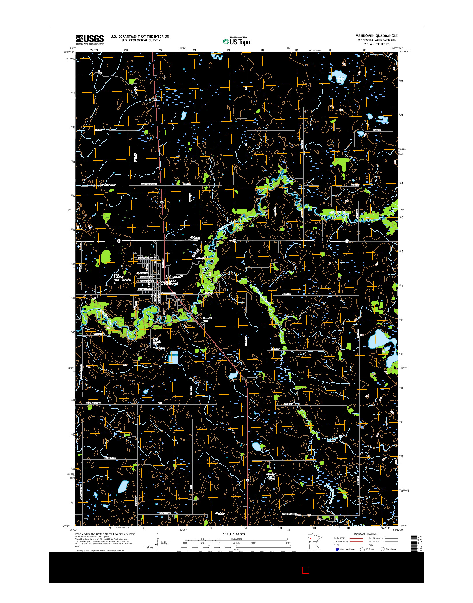 USGS US TOPO 7.5-MINUTE MAP FOR MAHNOMEN, MN 2016