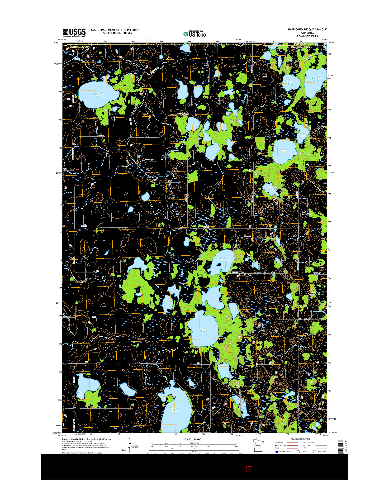 USGS US TOPO 7.5-MINUTE MAP FOR MAHNOMEN NE, MN 2016