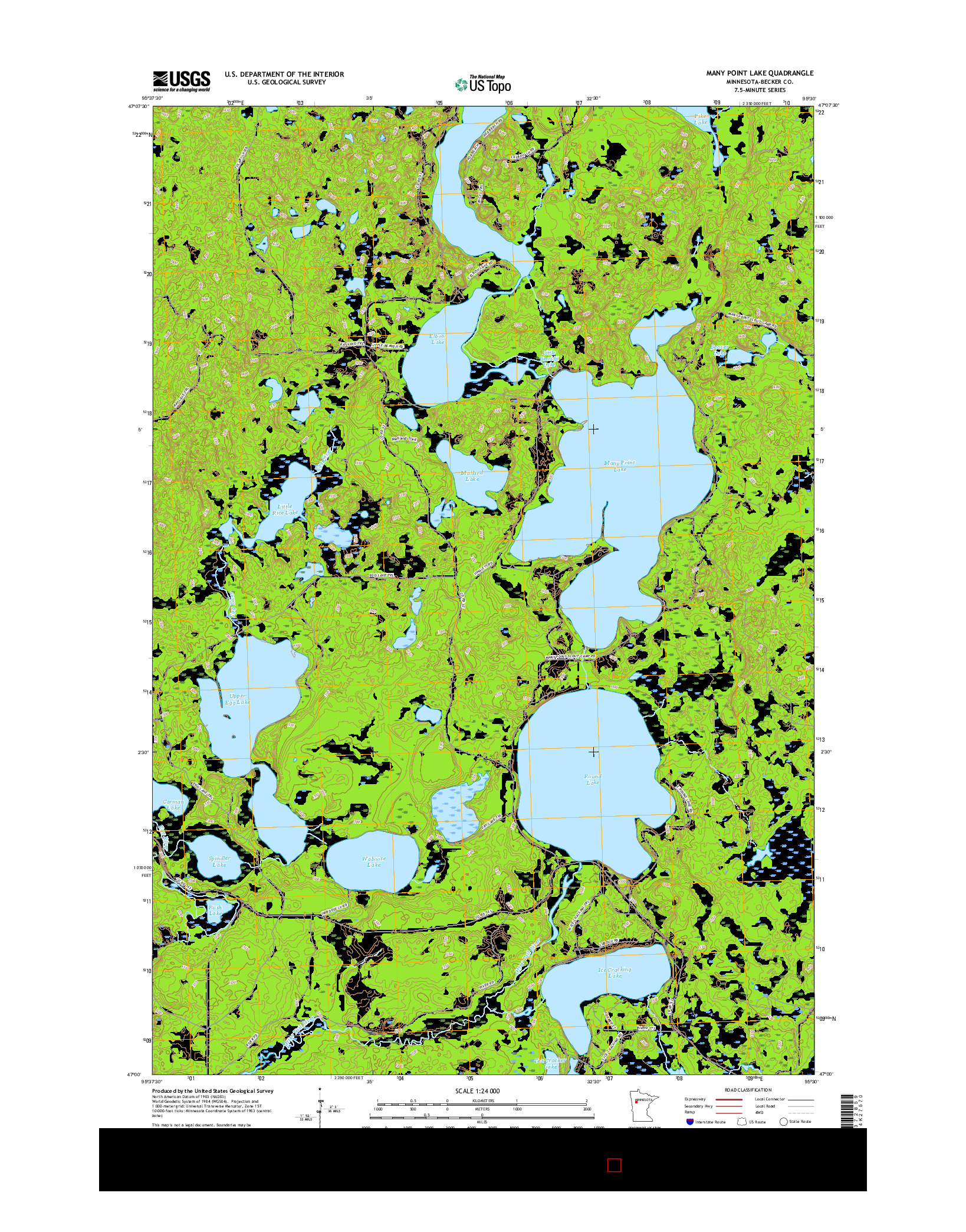 USGS US TOPO 7.5-MINUTE MAP FOR MANY POINT LAKE, MN 2016
