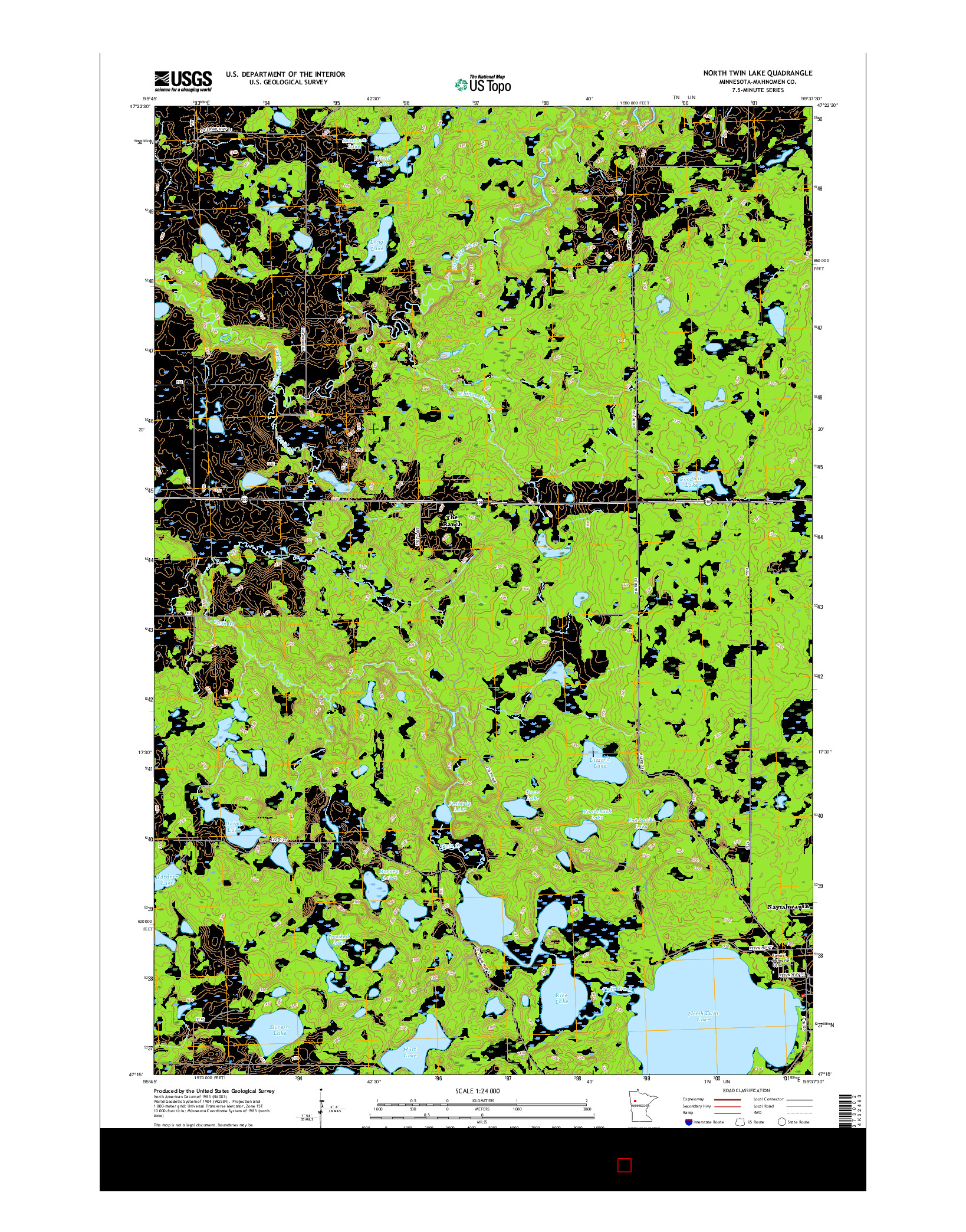 USGS US TOPO 7.5-MINUTE MAP FOR NORTH TWIN LAKE, MN 2016