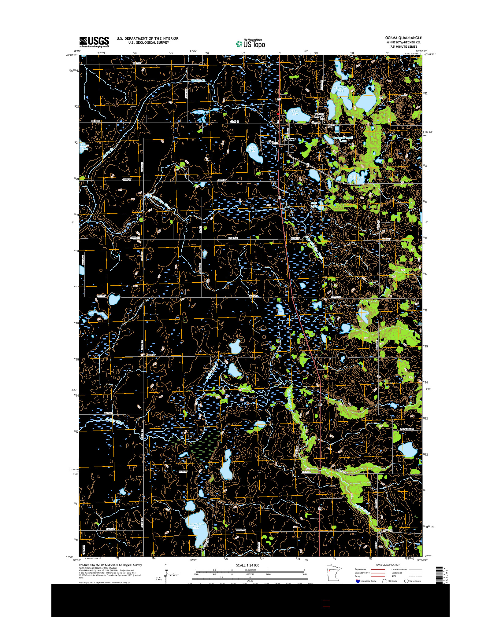 USGS US TOPO 7.5-MINUTE MAP FOR OGEMA, MN 2016