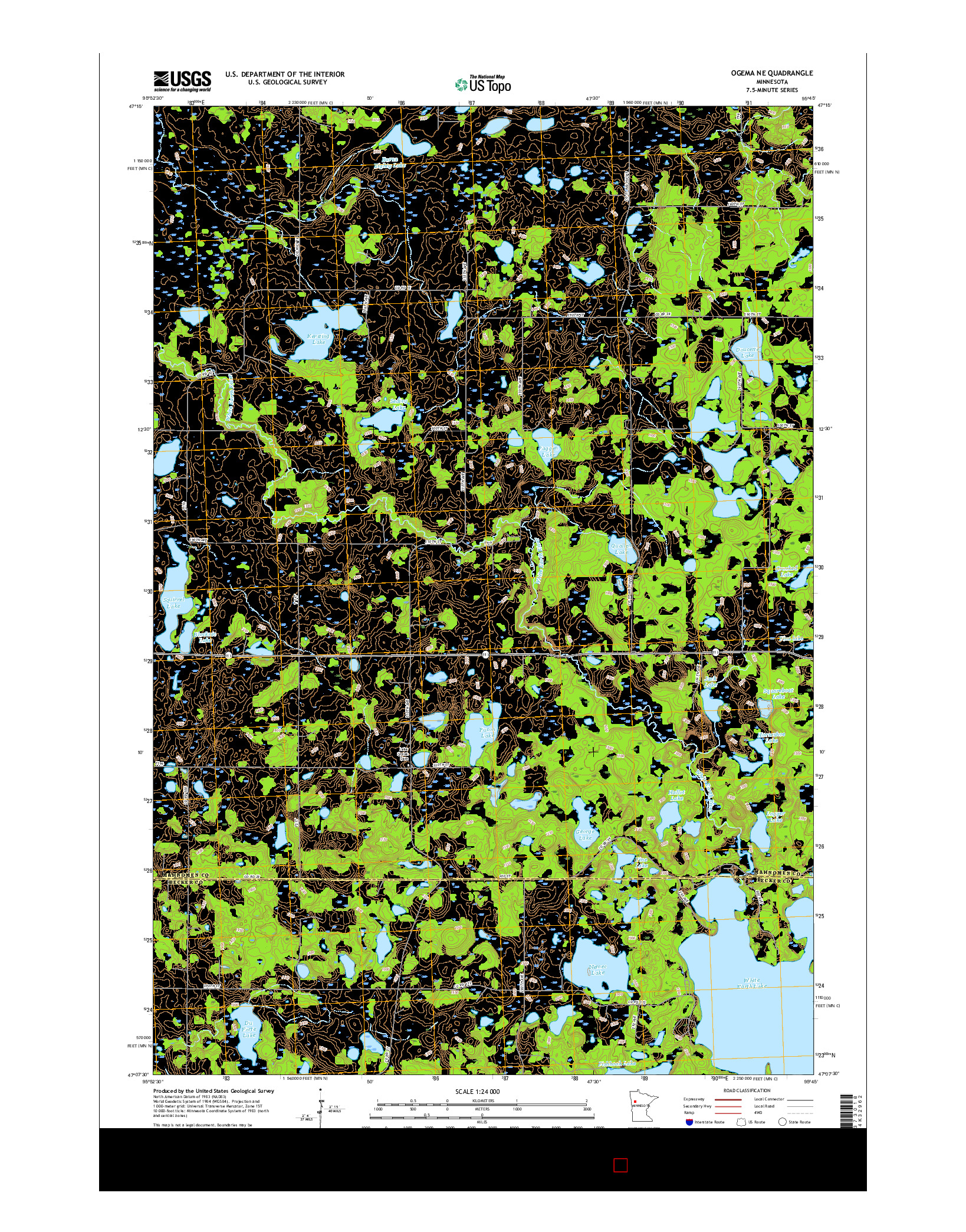 USGS US TOPO 7.5-MINUTE MAP FOR OGEMA NE, MN 2016