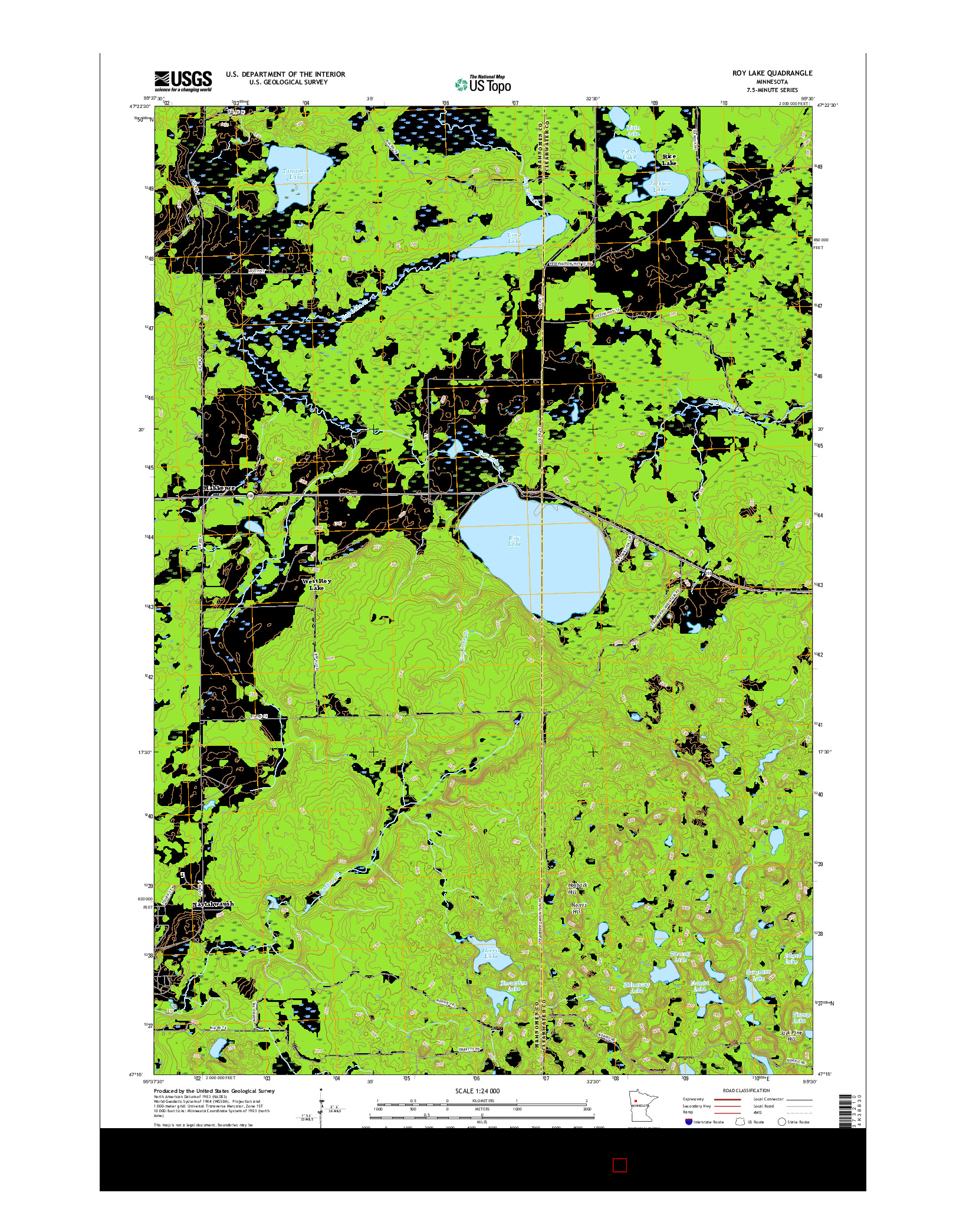 USGS US TOPO 7.5-MINUTE MAP FOR ROY LAKE, MN 2016