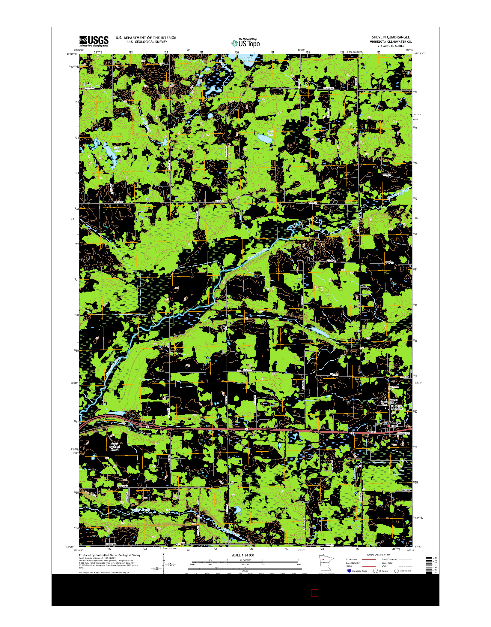 USGS US TOPO 7.5-MINUTE MAP FOR SHEVLIN, MN 2016