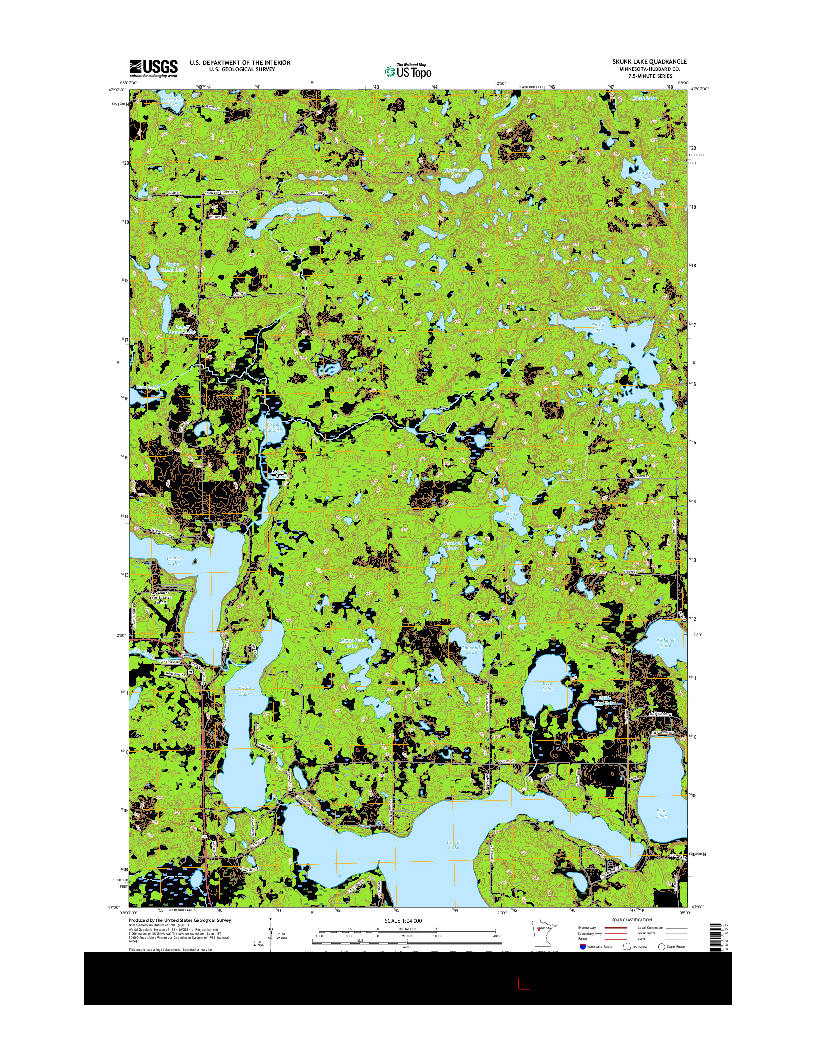 USGS US TOPO 7.5-MINUTE MAP FOR SKUNK LAKE, MN 2016