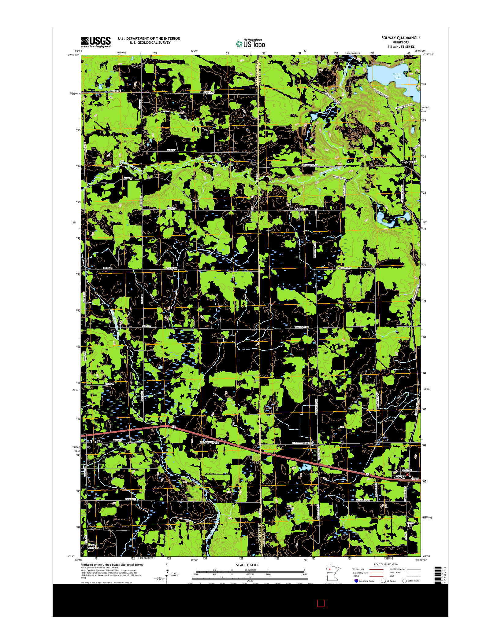 USGS US TOPO 7.5-MINUTE MAP FOR SOLWAY, MN 2016