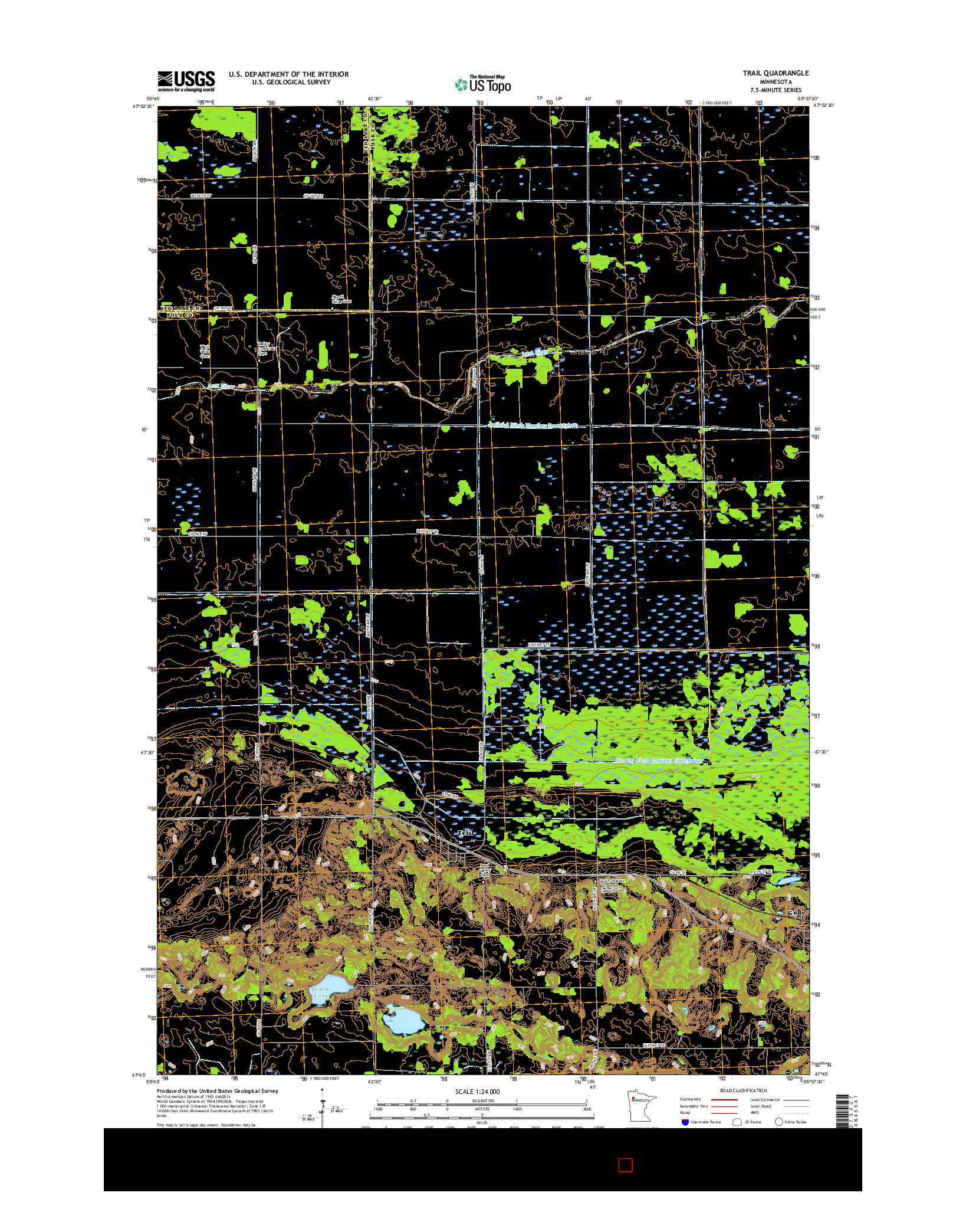 USGS US TOPO 7.5-MINUTE MAP FOR TRAIL, MN 2016