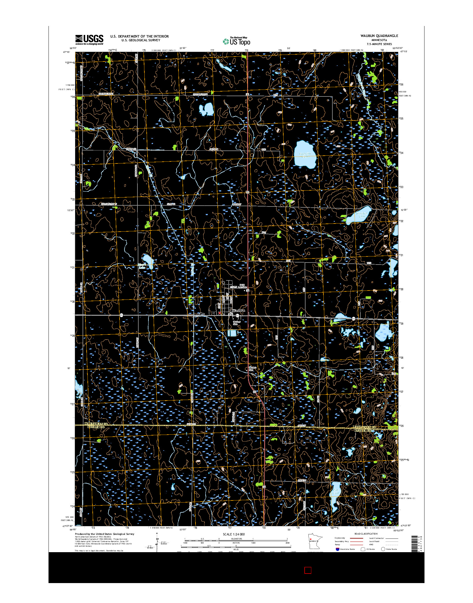USGS US TOPO 7.5-MINUTE MAP FOR WAUBUN, MN 2016