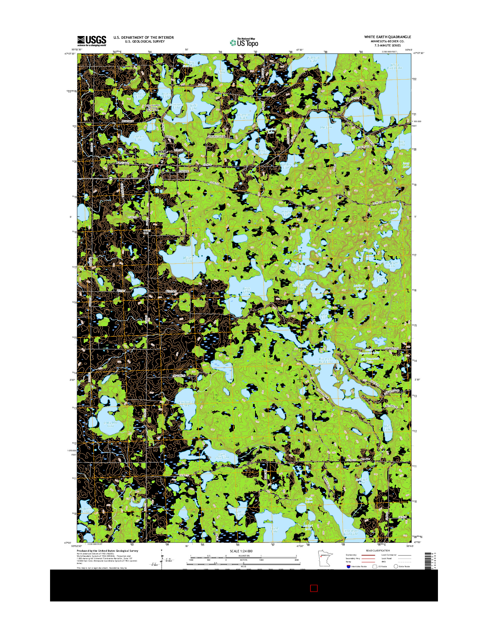 USGS US TOPO 7.5-MINUTE MAP FOR WHITE EARTH, MN 2016