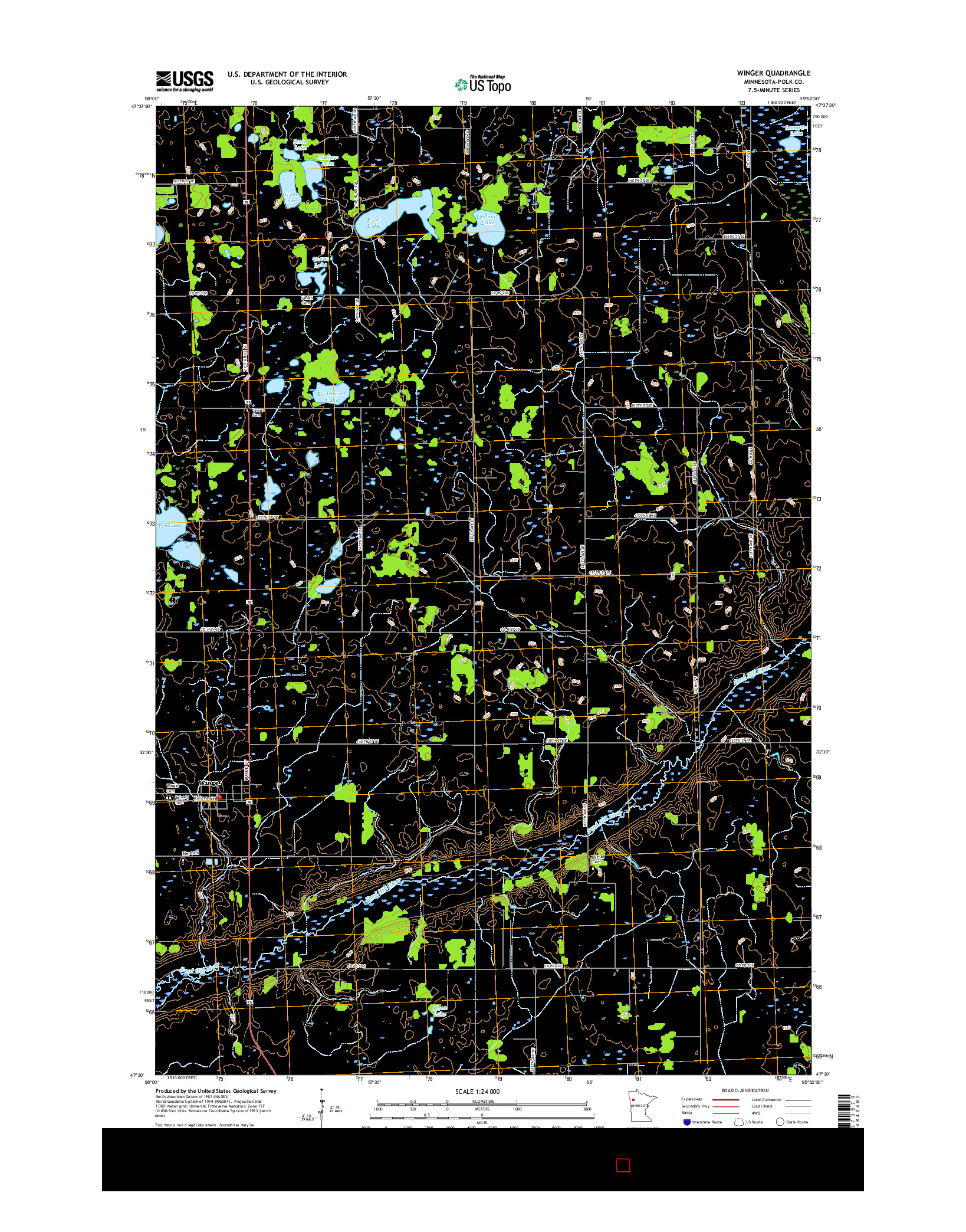 USGS US TOPO 7.5-MINUTE MAP FOR WINGER, MN 2016