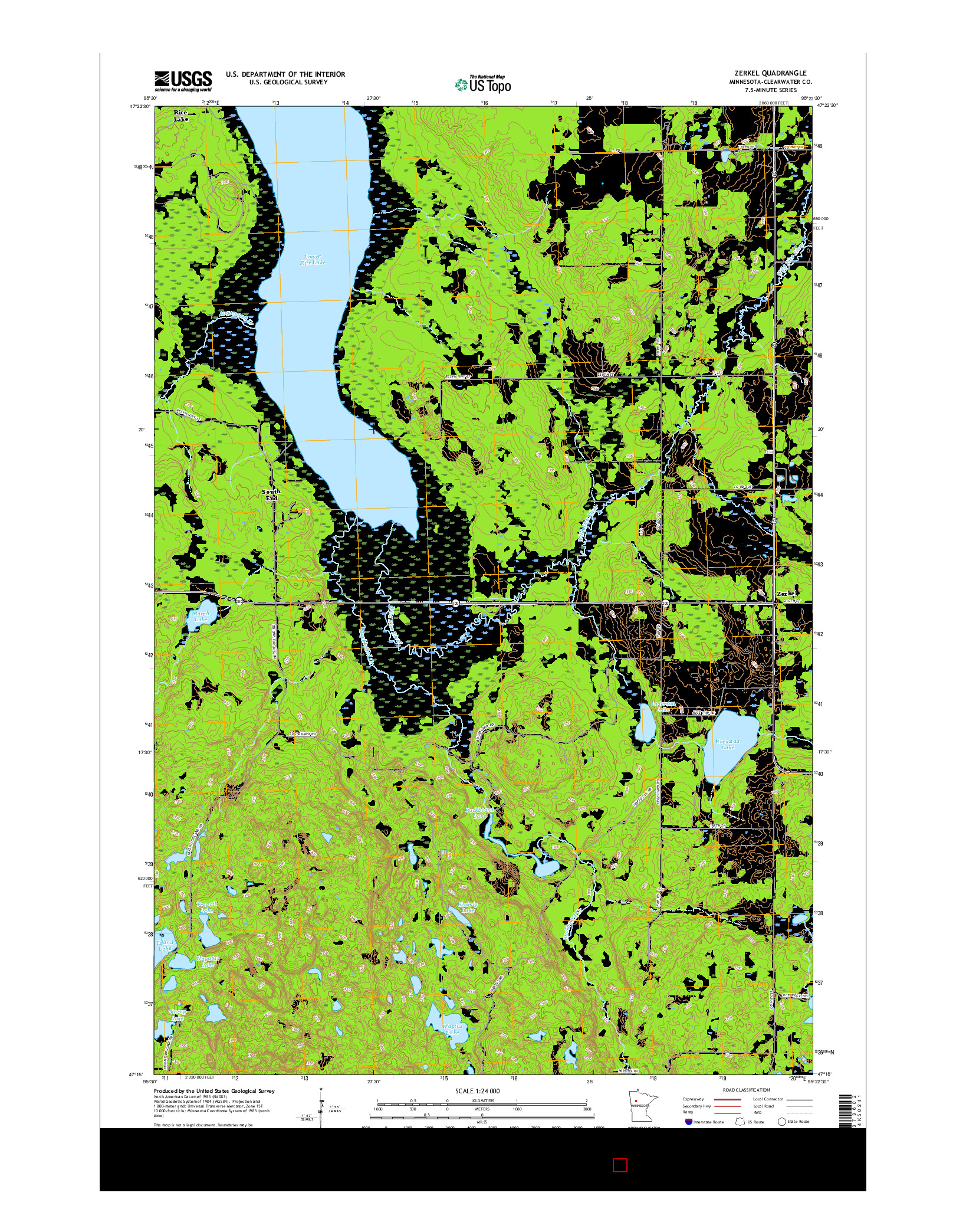 USGS US TOPO 7.5-MINUTE MAP FOR ZERKEL, MN 2016