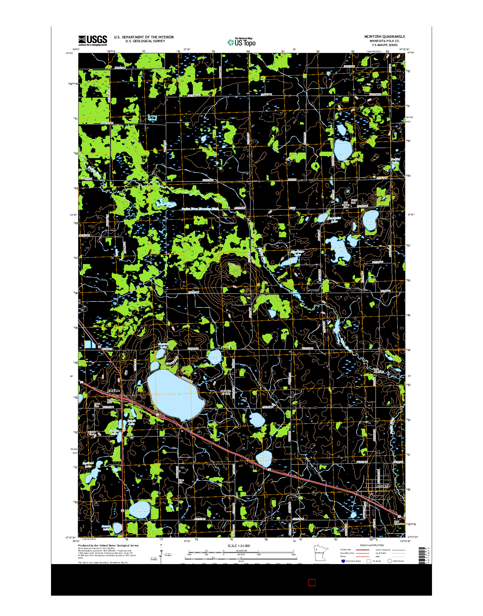 USGS US TOPO 7.5-MINUTE MAP FOR MCINTOSH, MN 2016