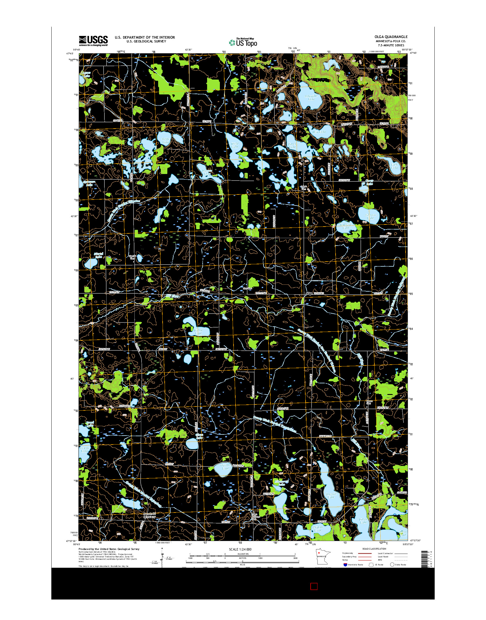 USGS US TOPO 7.5-MINUTE MAP FOR OLGA, MN 2016