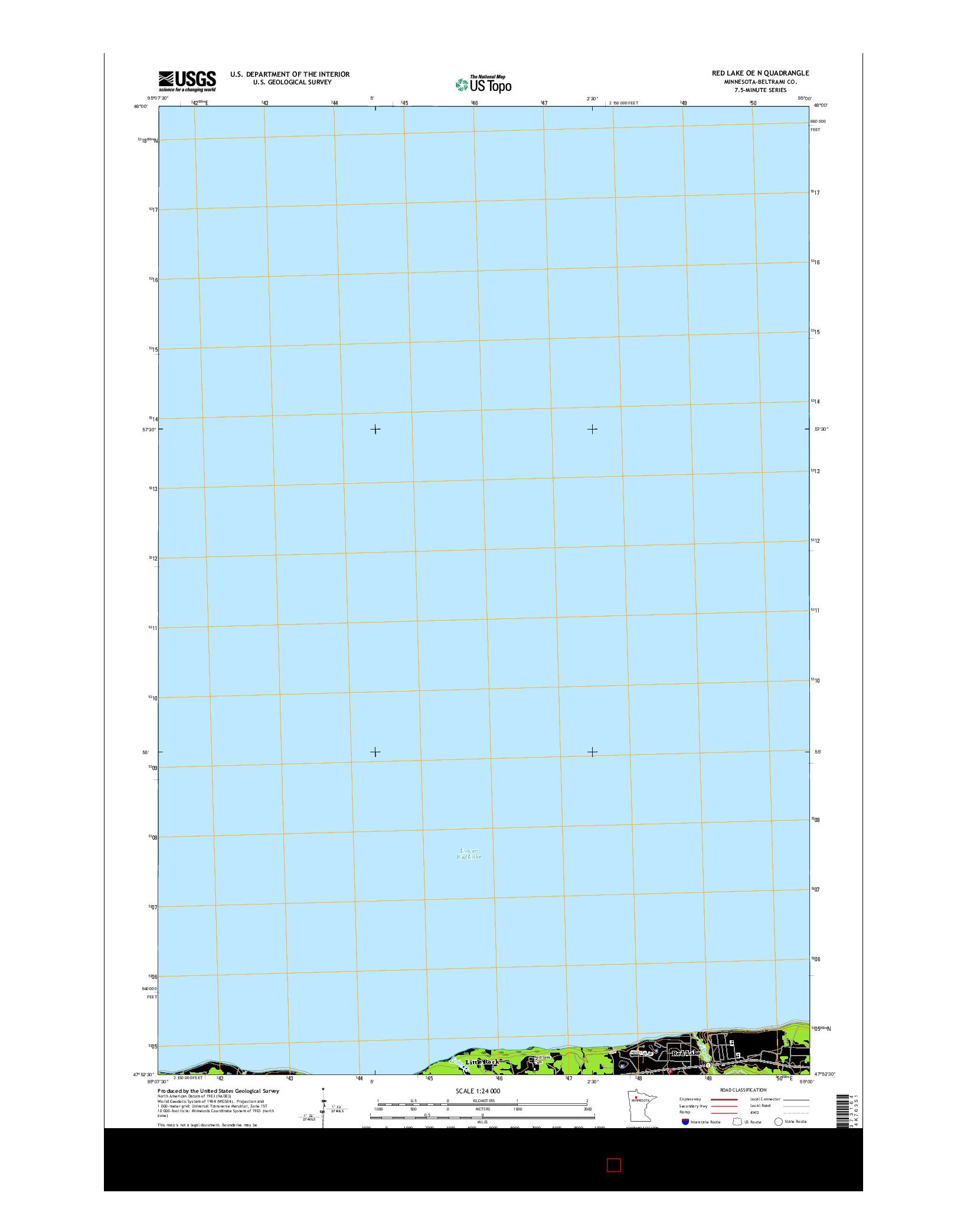 USGS US TOPO 7.5-MINUTE MAP FOR RED LAKE OE N, MN 2016