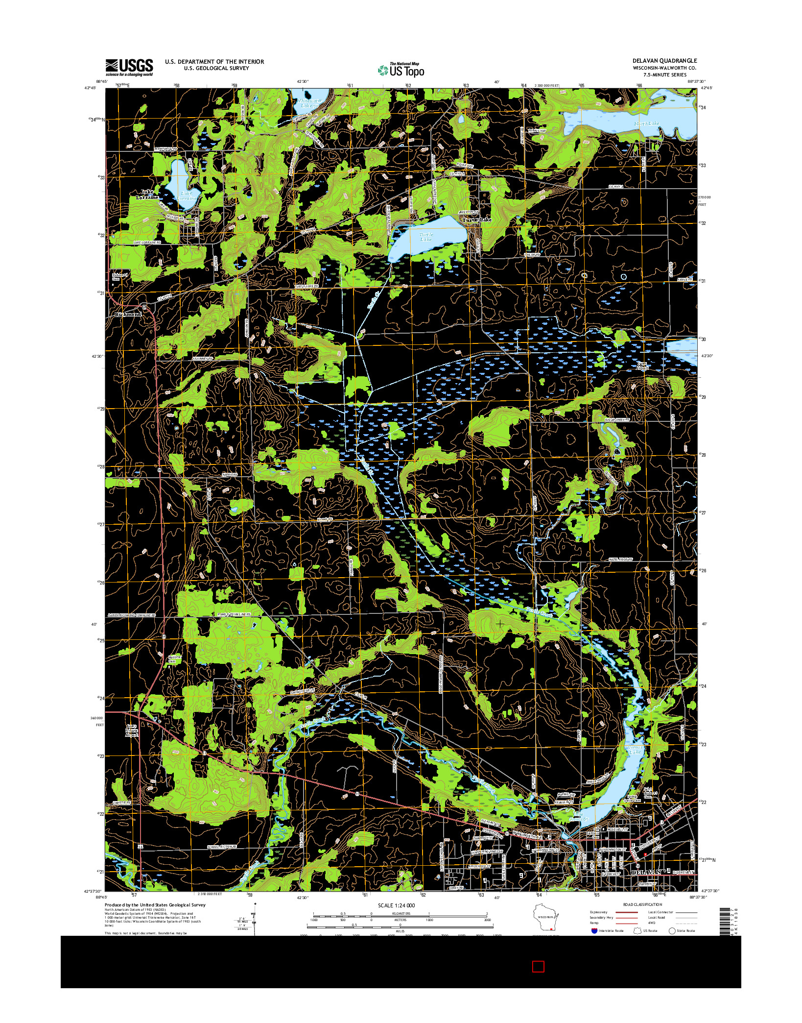 USGS US TOPO 7.5-MINUTE MAP FOR DELAVAN, WI 2016