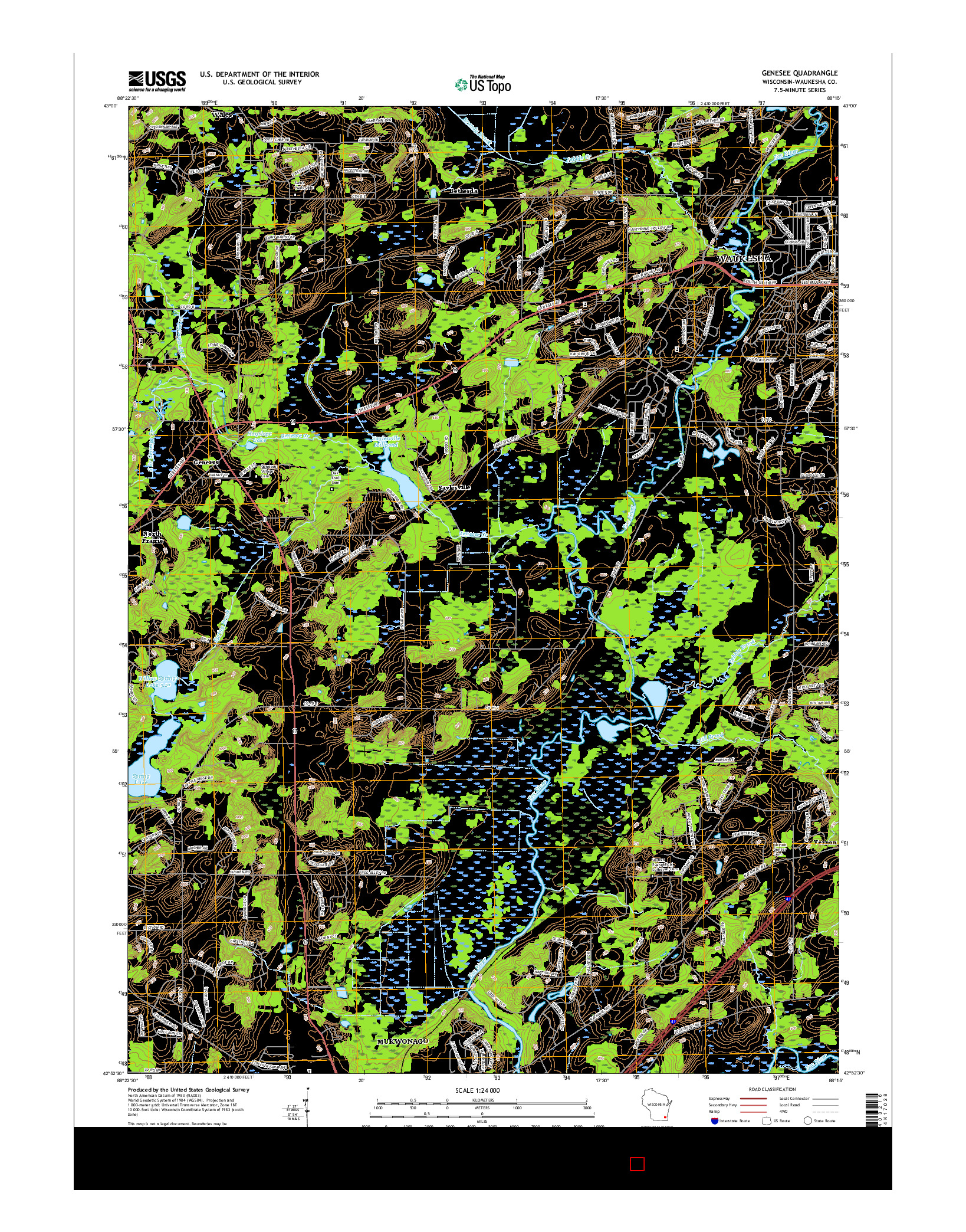 USGS US TOPO 7.5-MINUTE MAP FOR GENESEE, WI 2016