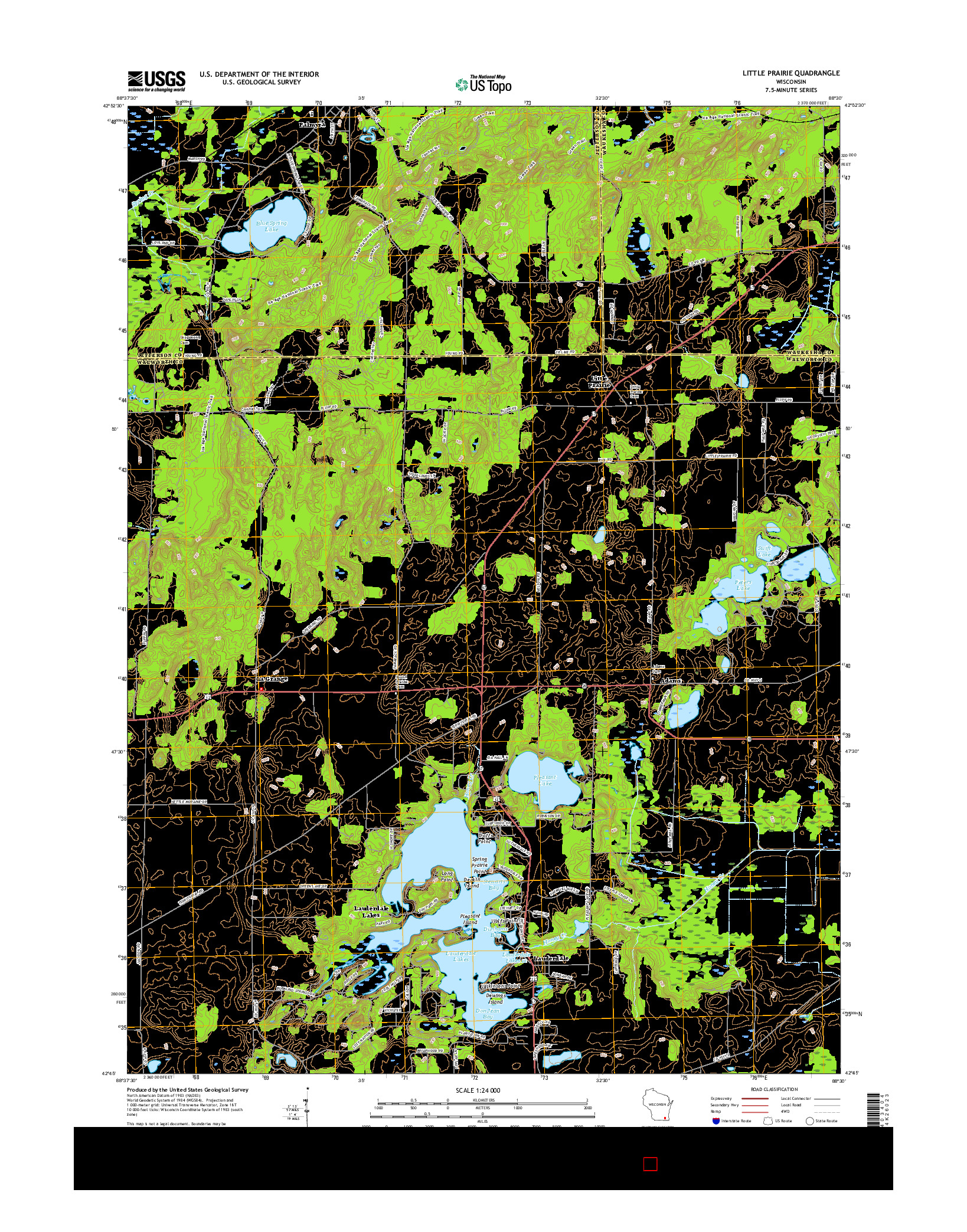 USGS US TOPO 7.5-MINUTE MAP FOR LITTLE PRAIRIE, WI 2016