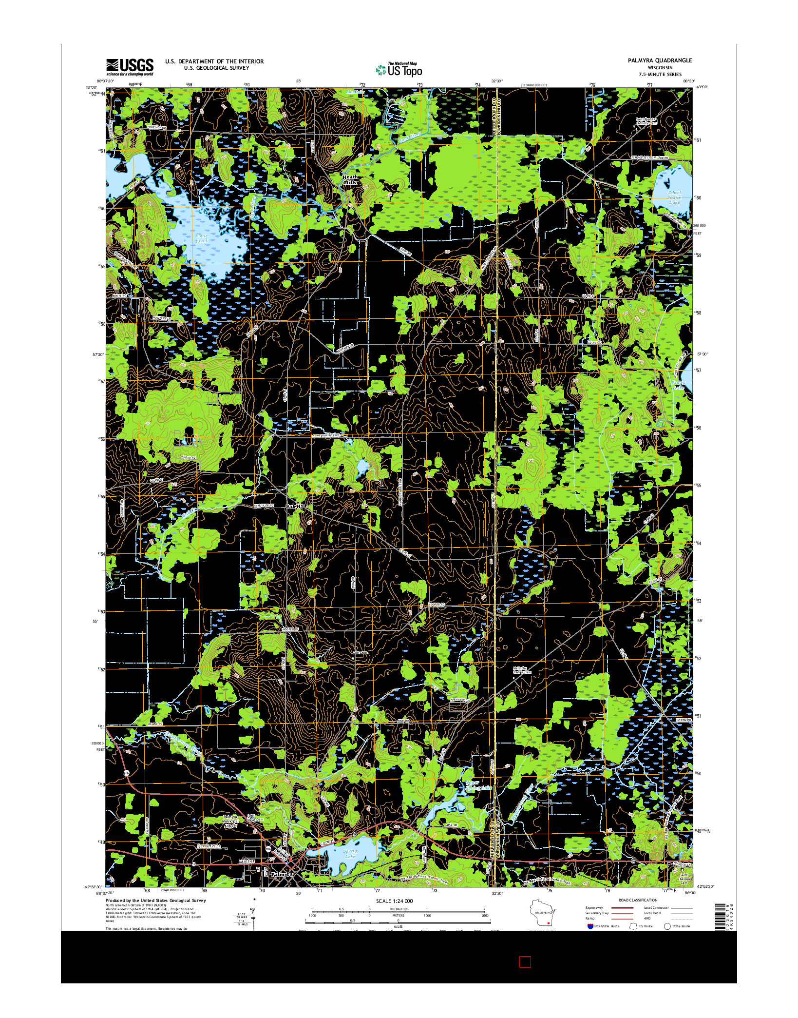 USGS US TOPO 7.5-MINUTE MAP FOR PALMYRA, WI 2016