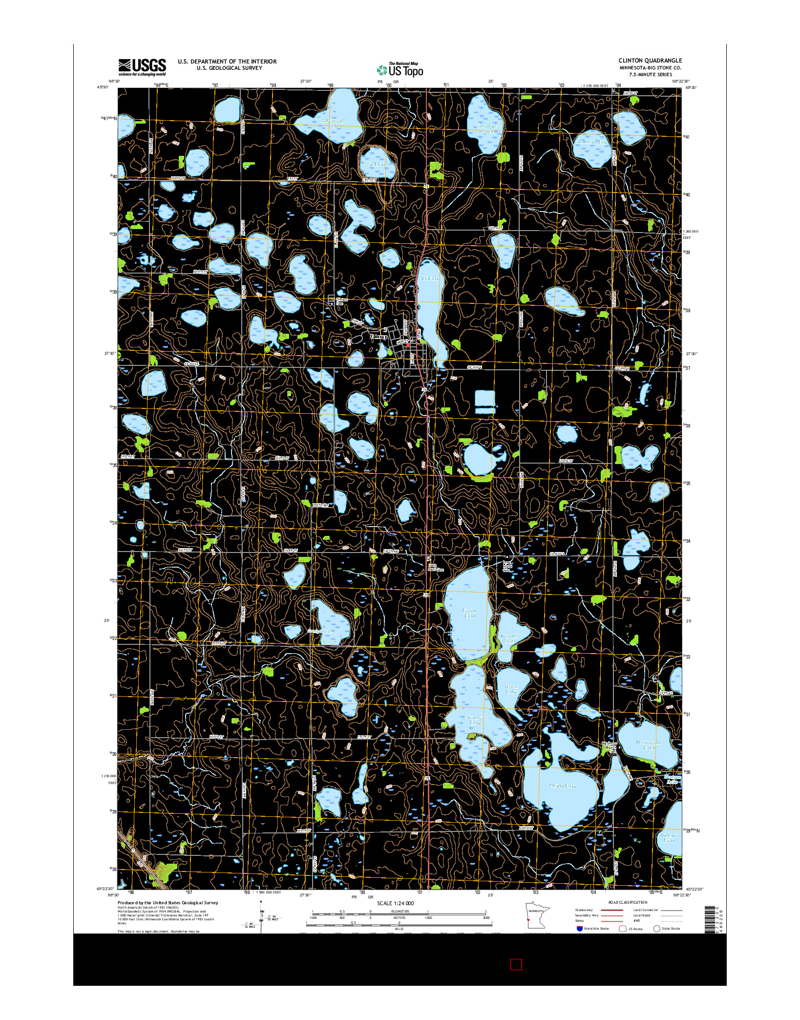 USGS US TOPO 7.5-MINUTE MAP FOR CLINTON, MN 2016