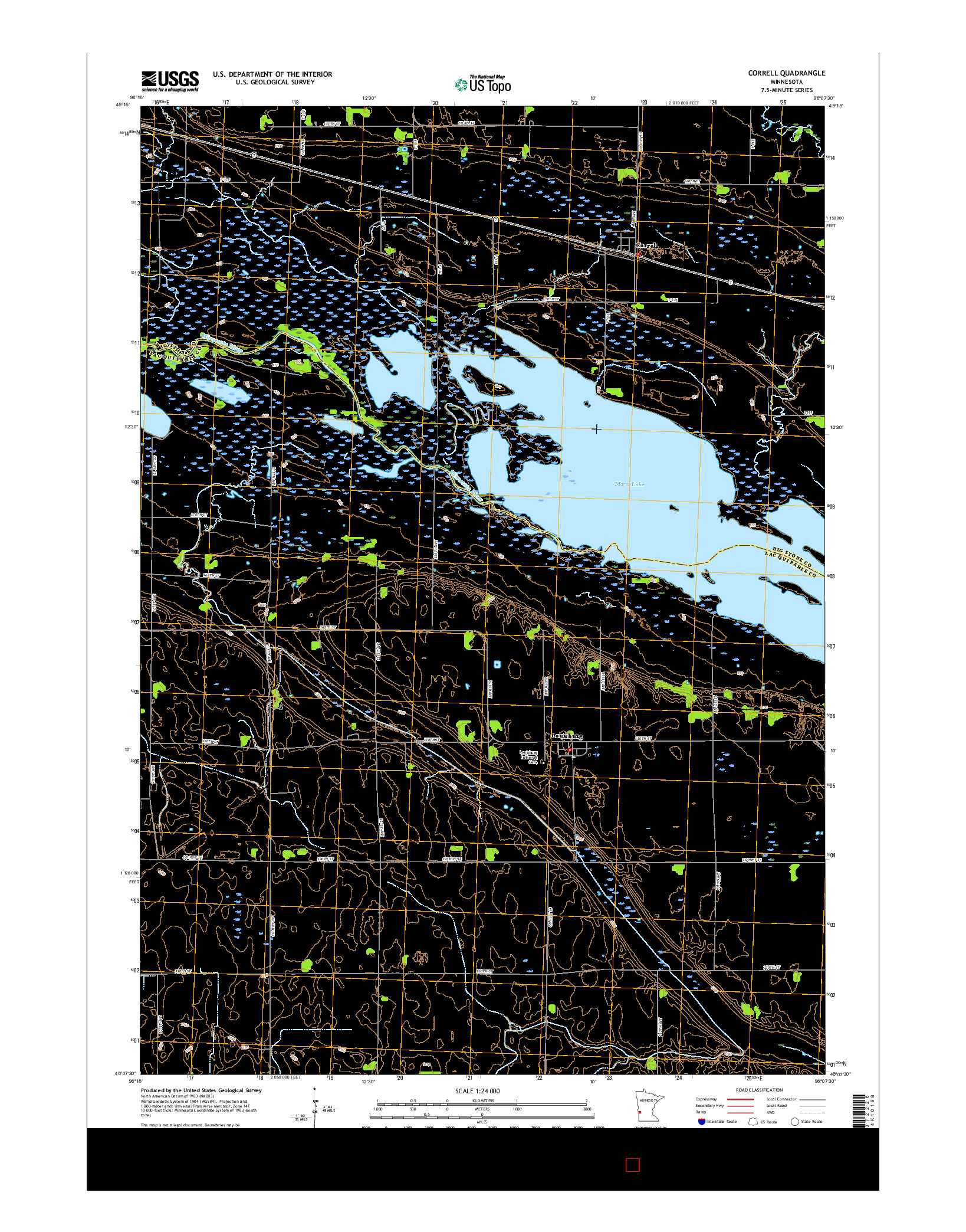 USGS US TOPO 7.5-MINUTE MAP FOR CORRELL, MN 2016