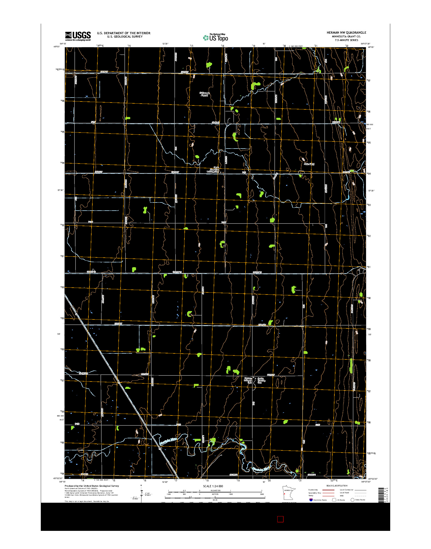 USGS US TOPO 7.5-MINUTE MAP FOR HERMAN NW, MN 2016