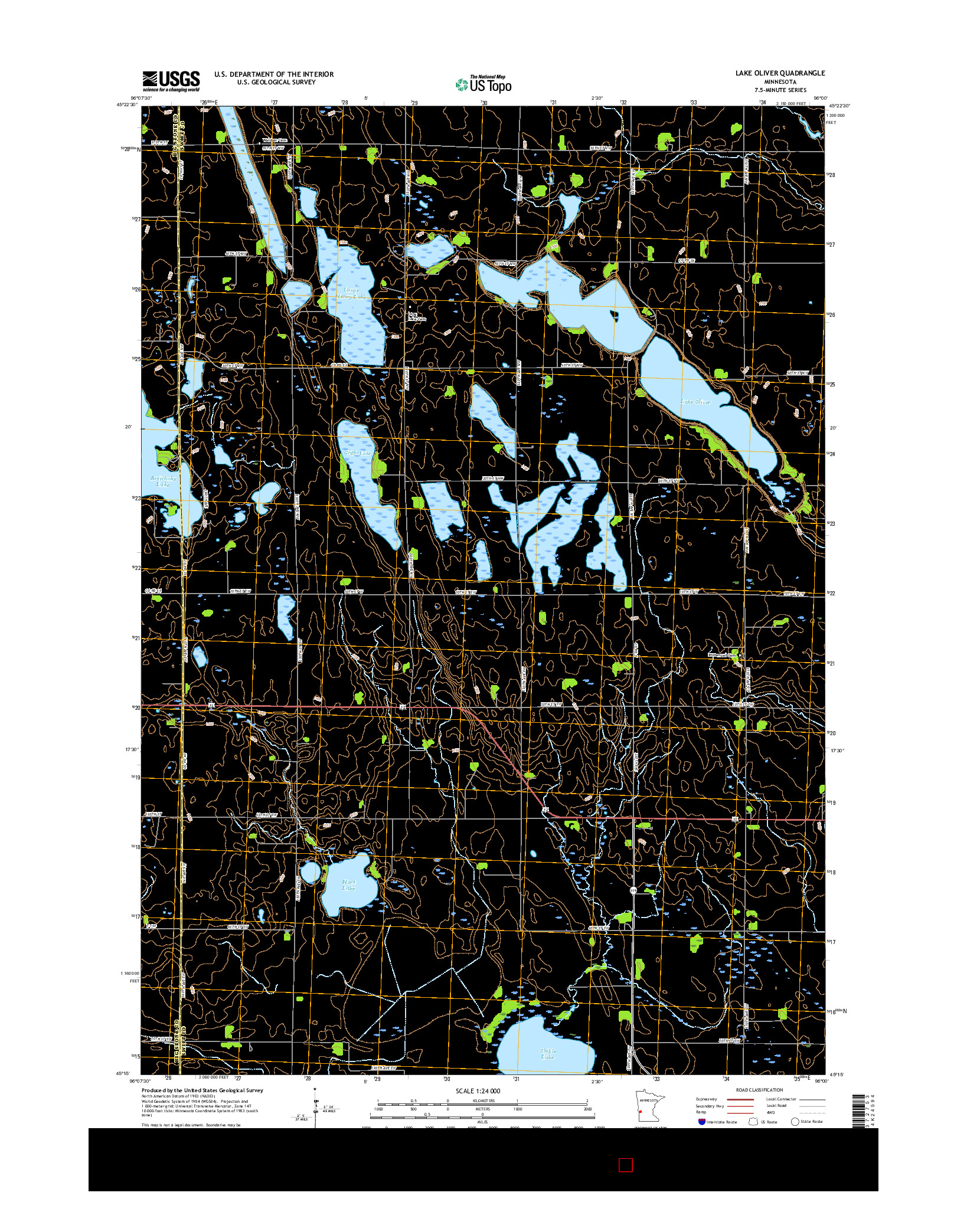 USGS US TOPO 7.5-MINUTE MAP FOR LAKE OLIVER, MN 2016