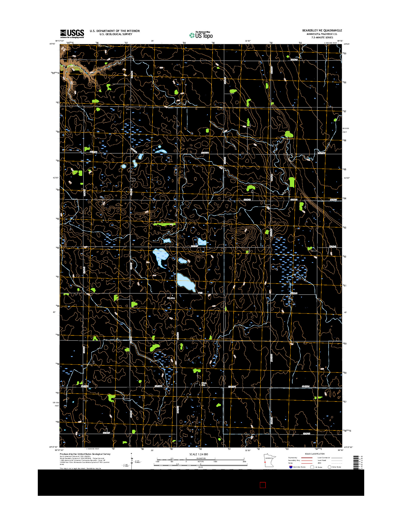 USGS US TOPO 7.5-MINUTE MAP FOR BEARDSLEY NE, MN 2016
