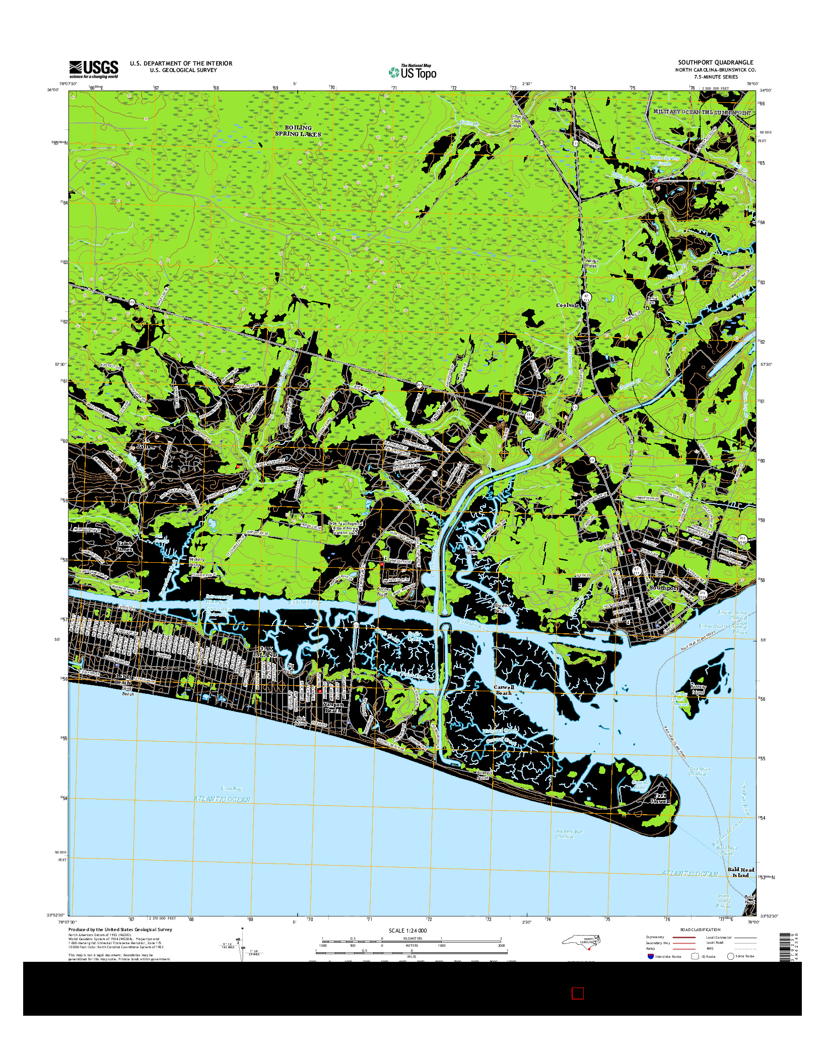 USGS US TOPO 7.5-MINUTE MAP FOR SOUTHPORT, NC 2016