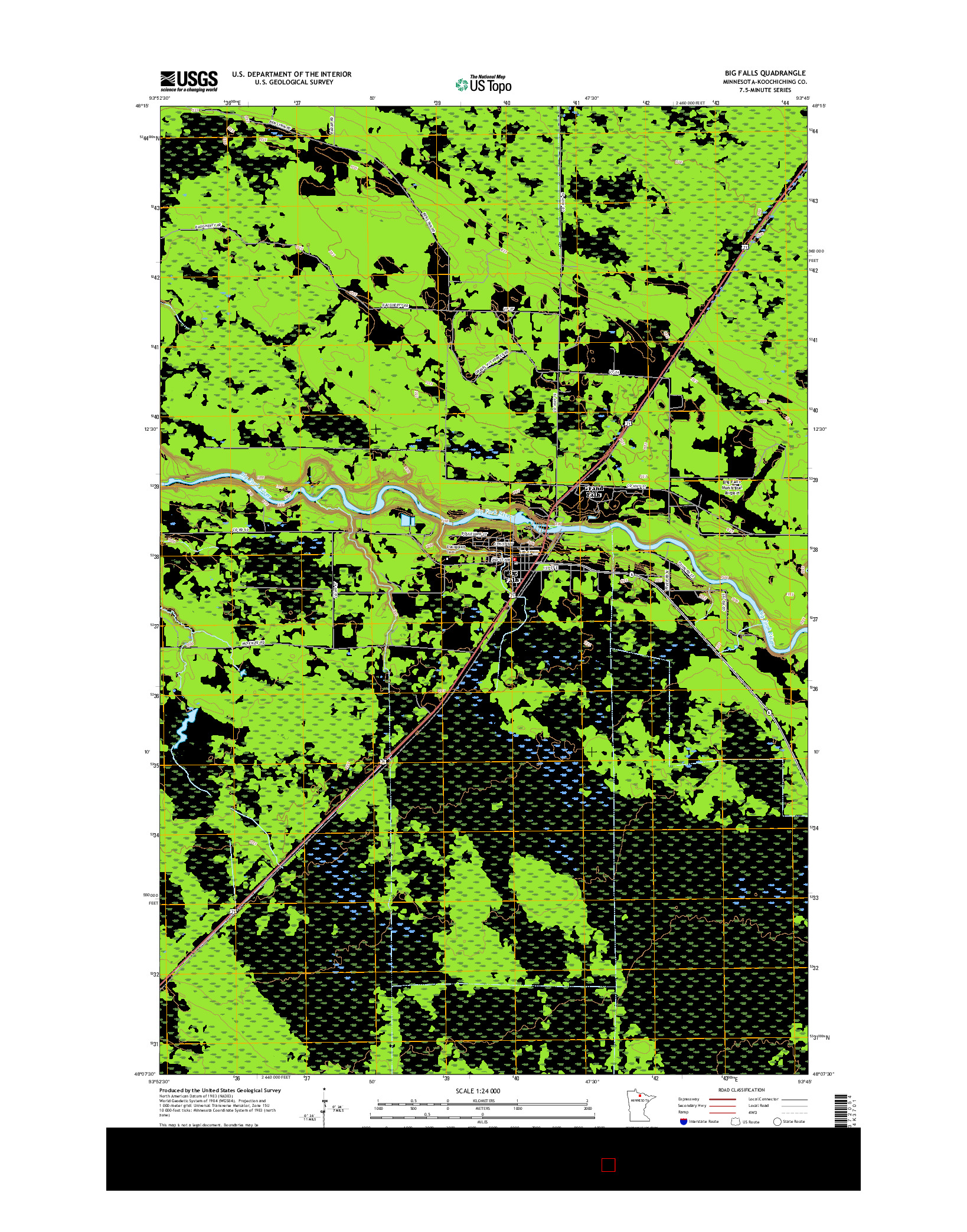 USGS US TOPO 7.5-MINUTE MAP FOR BIG FALLS, MN 2016