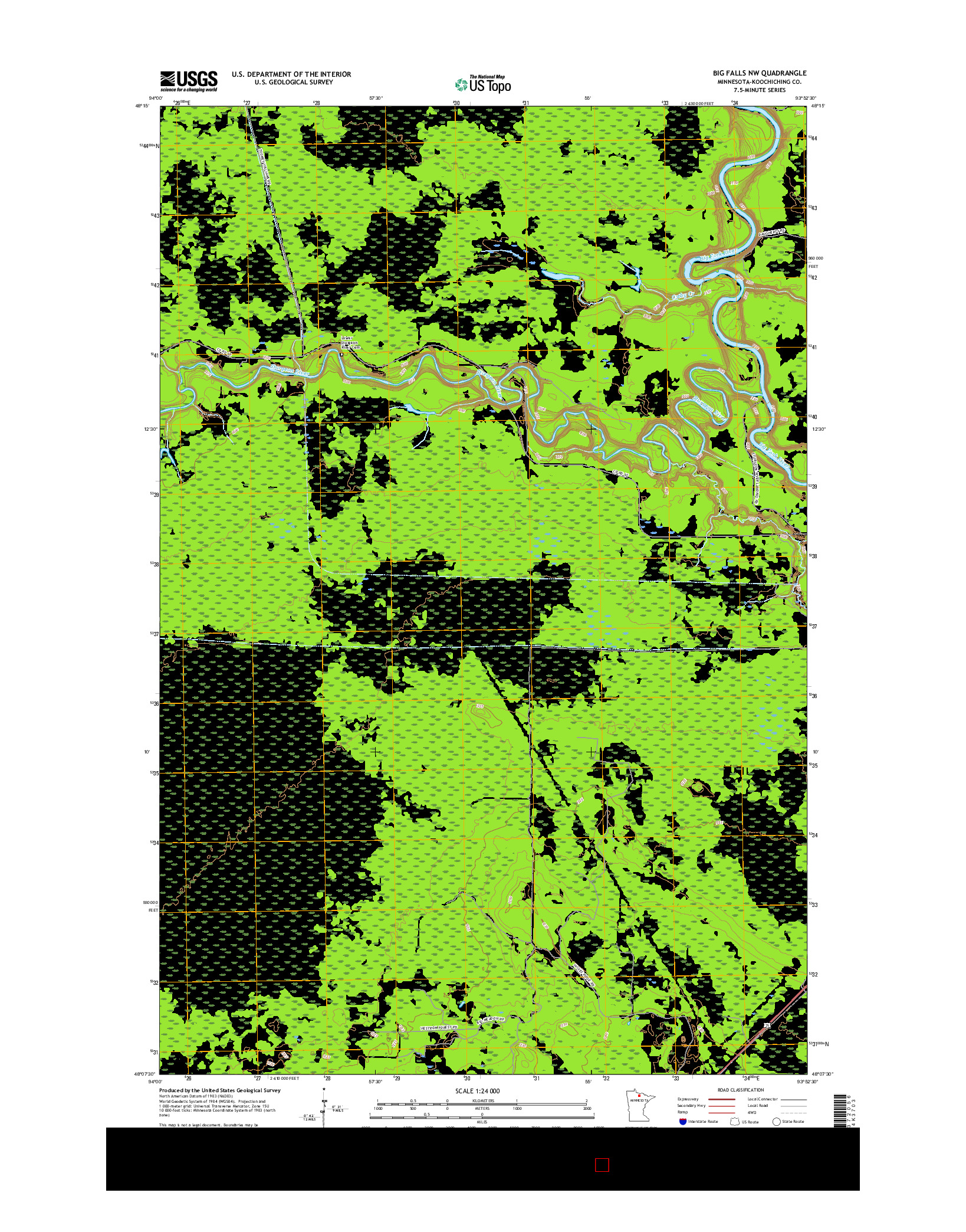 USGS US TOPO 7.5-MINUTE MAP FOR BIG FALLS NW, MN 2016