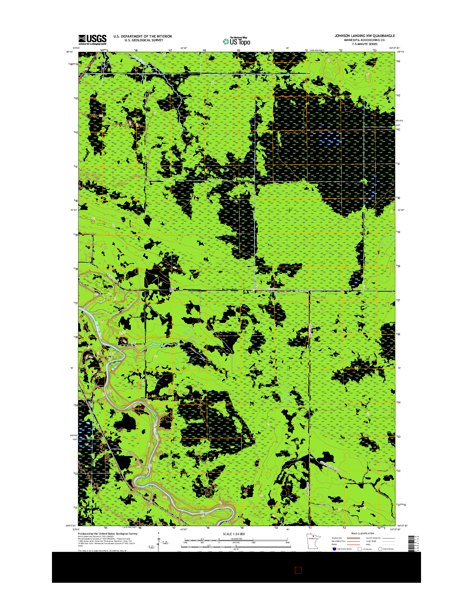 USGS US TOPO 7.5-MINUTE MAP FOR JOHNSON LANDING NW, MN 2016