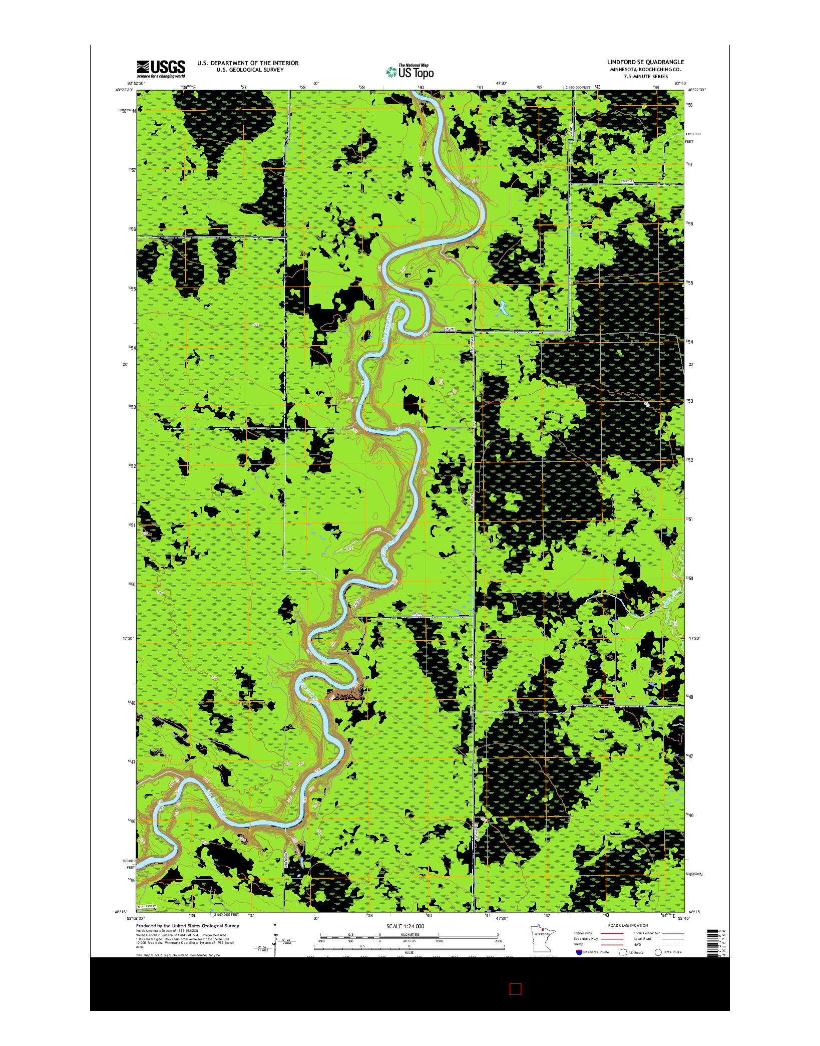 USGS US TOPO 7.5-MINUTE MAP FOR LINDFORD SE, MN 2016