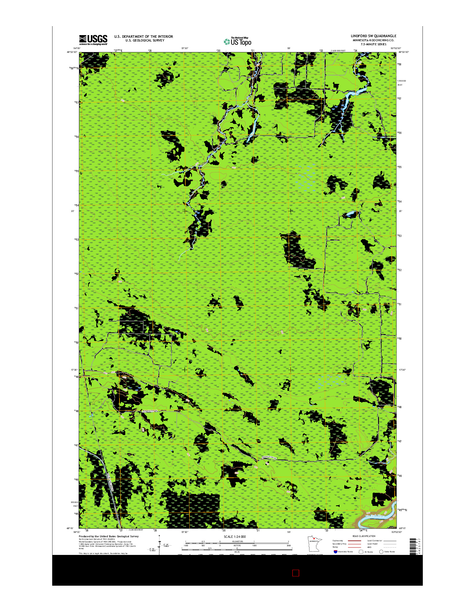 USGS US TOPO 7.5-MINUTE MAP FOR LINDFORD SW, MN 2016