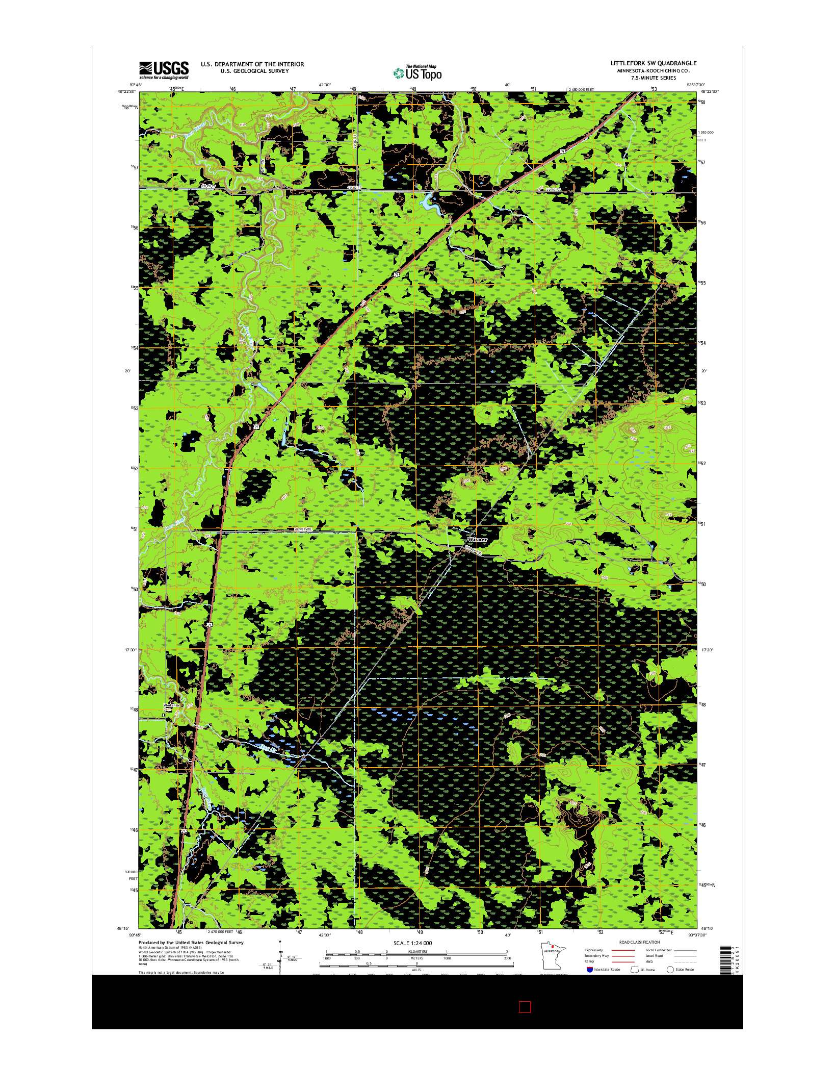 USGS US TOPO 7.5-MINUTE MAP FOR LITTLEFORK SW, MN 2016