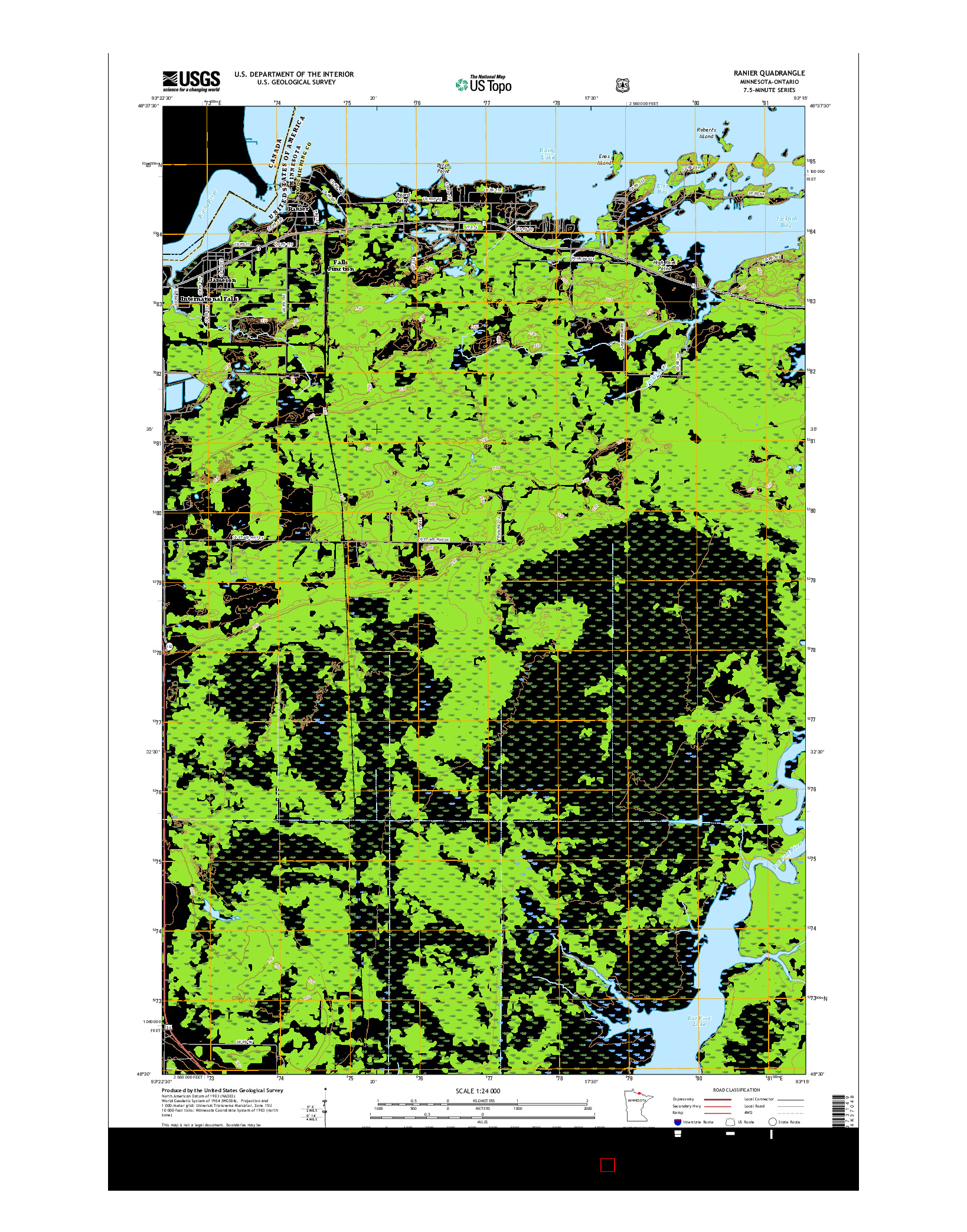 USGS US TOPO 7.5-MINUTE MAP FOR RANIER, MN-ON 2016