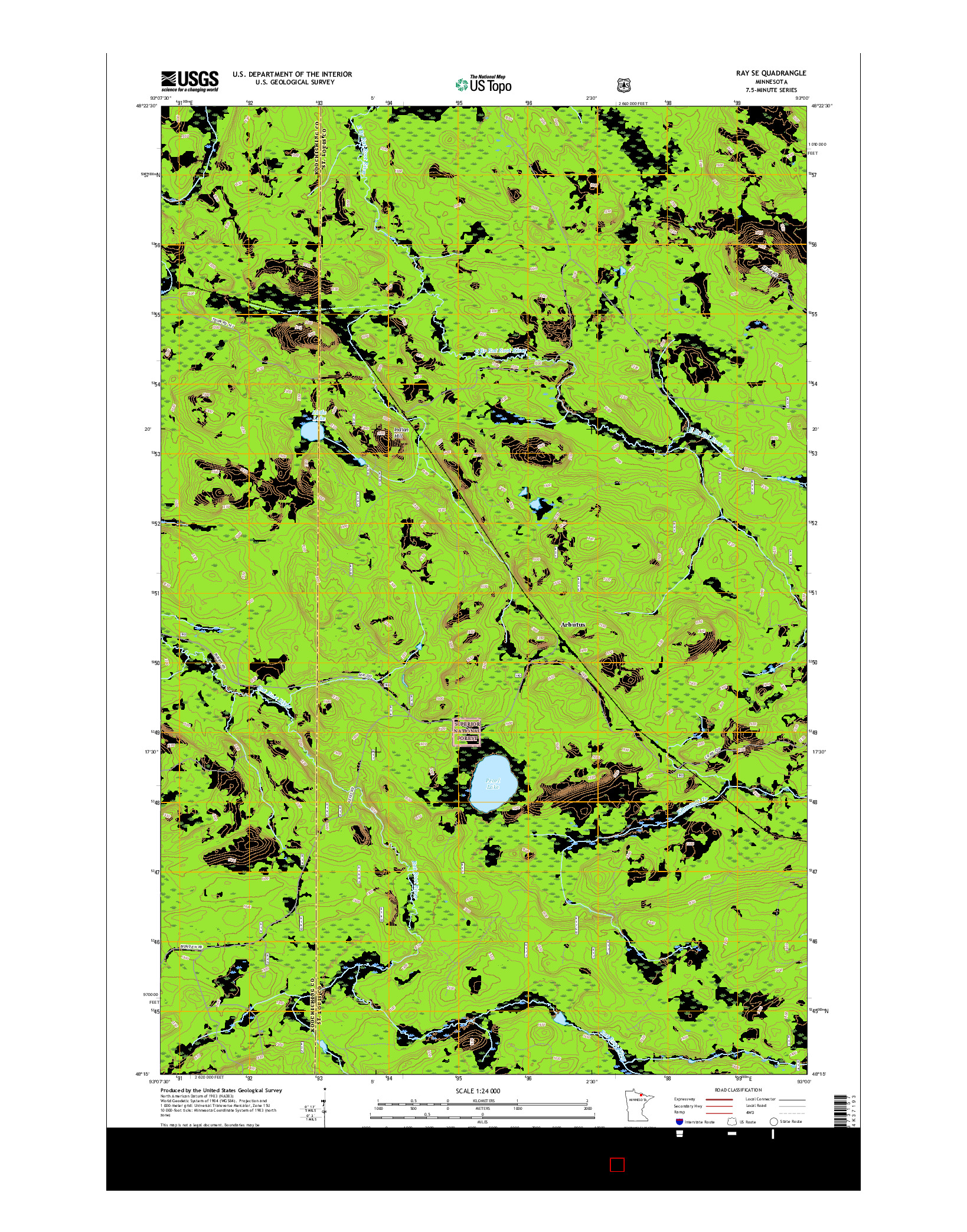 USGS US TOPO 7.5-MINUTE MAP FOR RAY SE, MN 2016