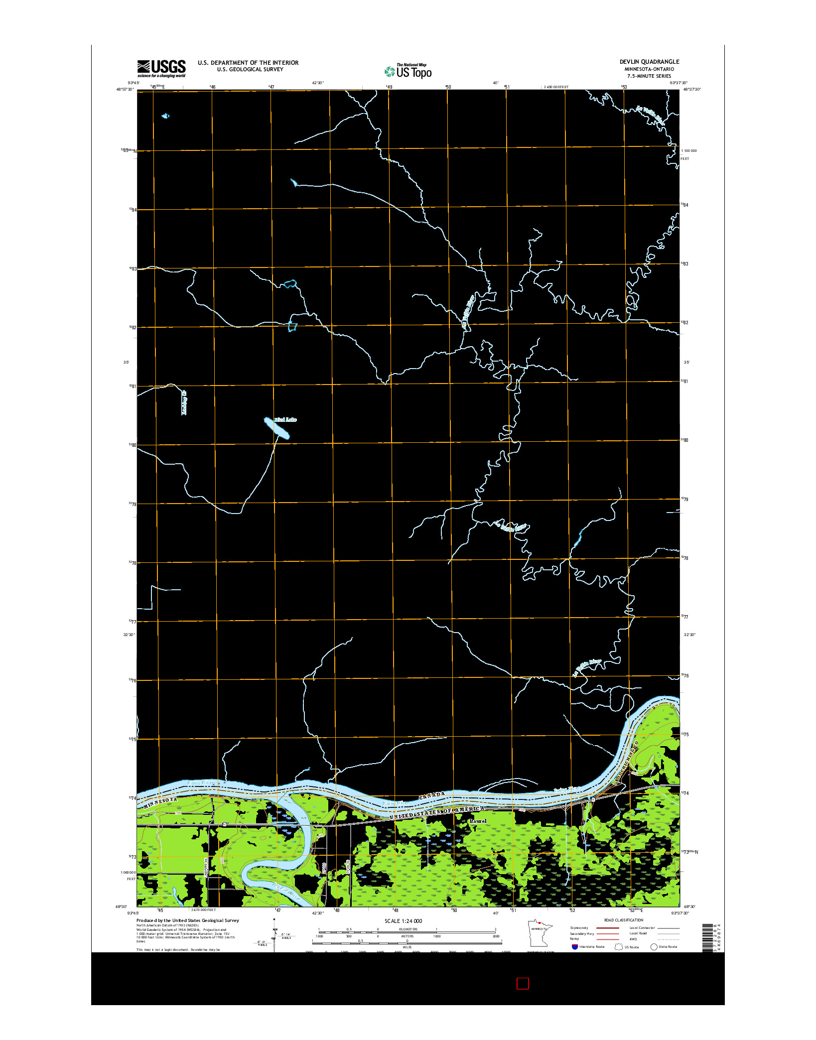 USGS US TOPO 7.5-MINUTE MAP FOR DEVLIN, MN-ON 2016
