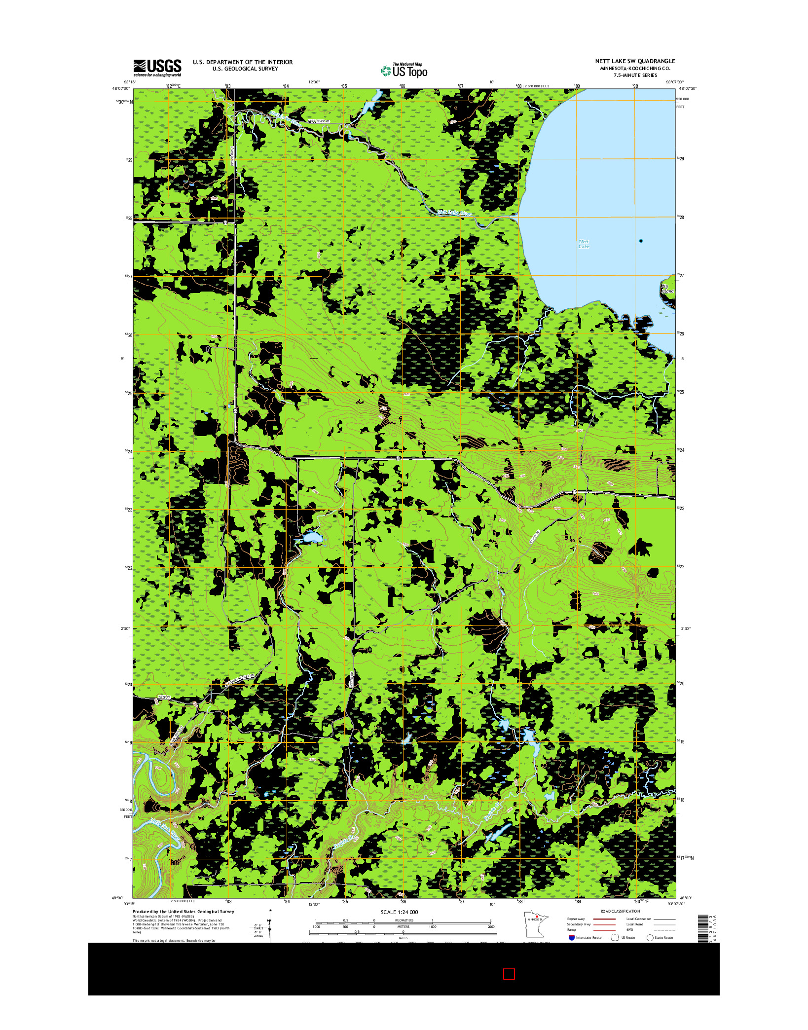 USGS US TOPO 7.5-MINUTE MAP FOR NETT LAKE SW, MN 2016