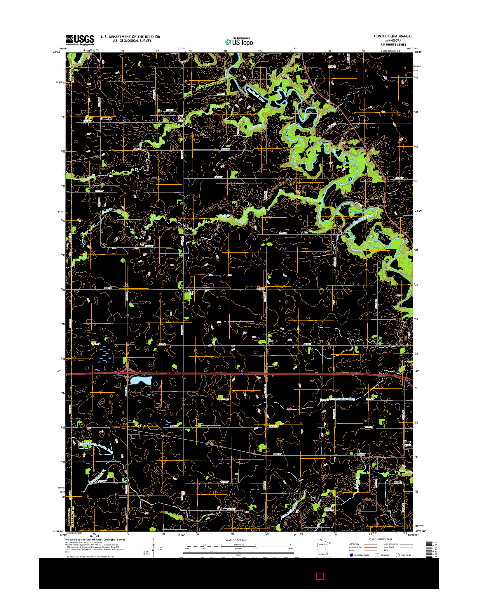 USGS US TOPO 7.5-MINUTE MAP FOR HUNTLEY, MN 2016