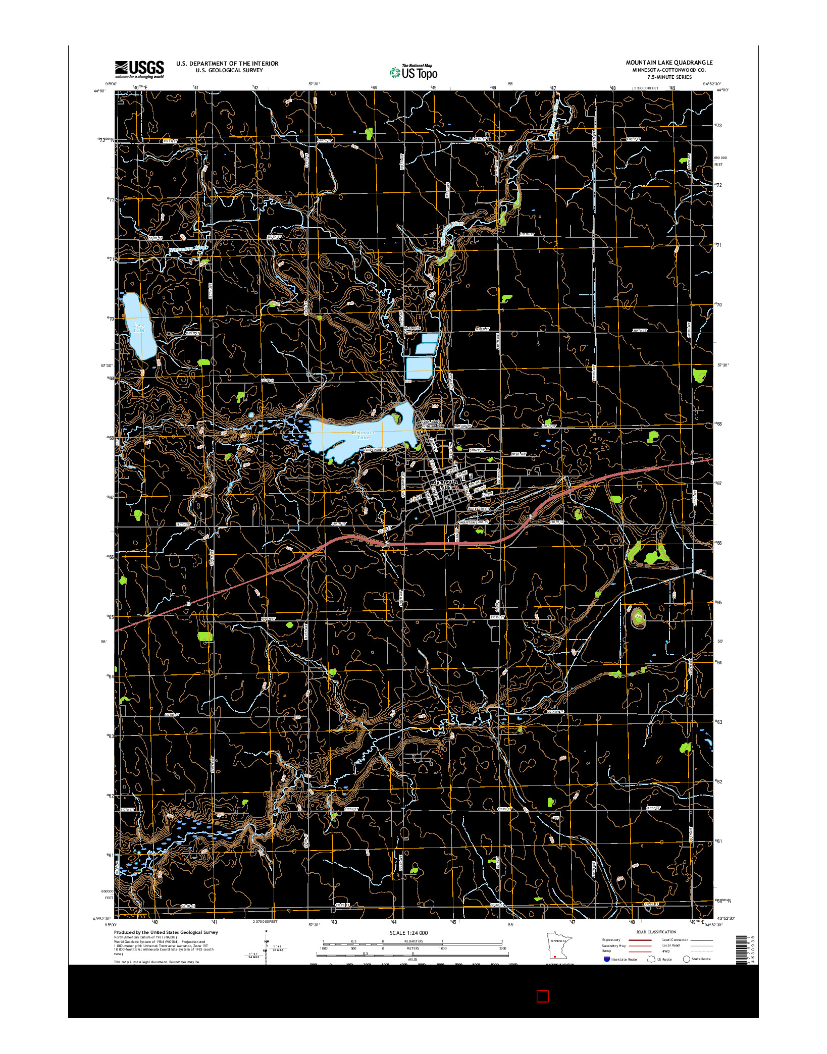USGS US TOPO 7.5-MINUTE MAP FOR MOUNTAIN LAKE, MN 2016