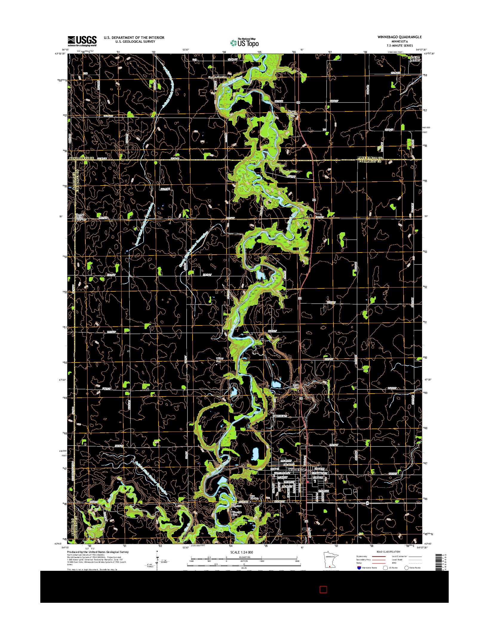 USGS US TOPO 7.5-MINUTE MAP FOR WINNEBAGO, MN 2016